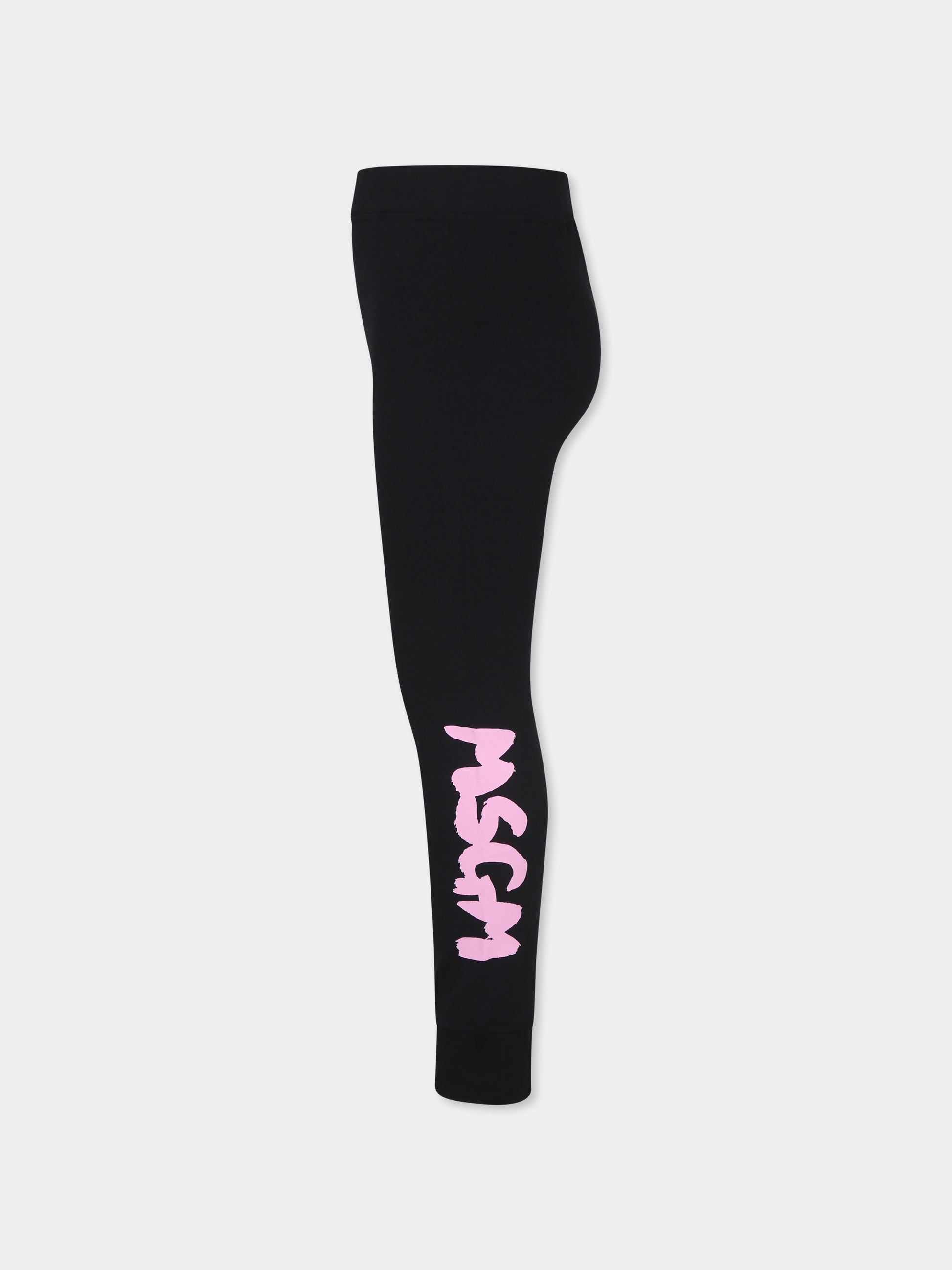 Leggings neri per bambina con logo,Msgm Kids,F4MSJGLG072 110/08