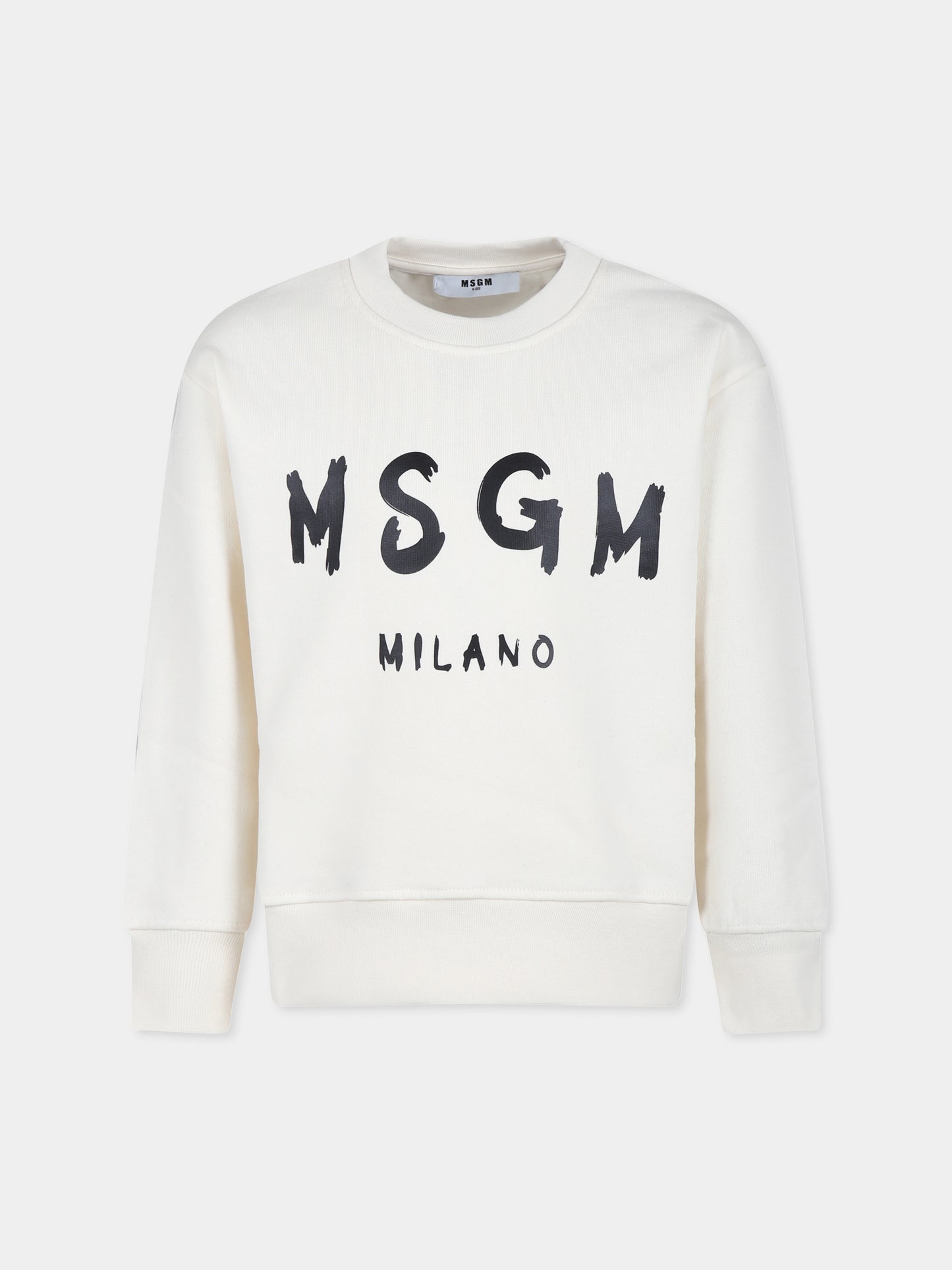 Felpa avorio per bambini con logo,Msgm Kids,F4MSJUSW291 013