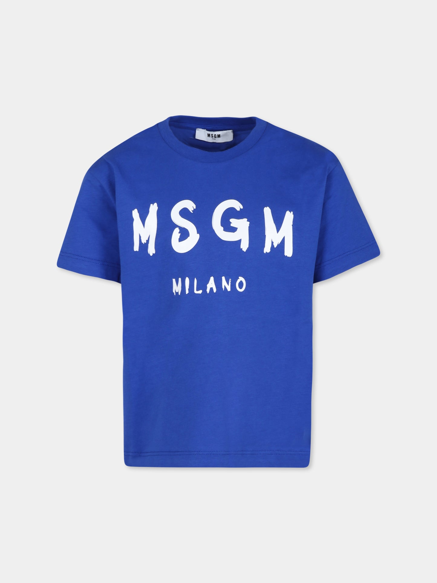 T-shirt blu per bambini con logo,Msgm Kids,F4MSJUTH290 130