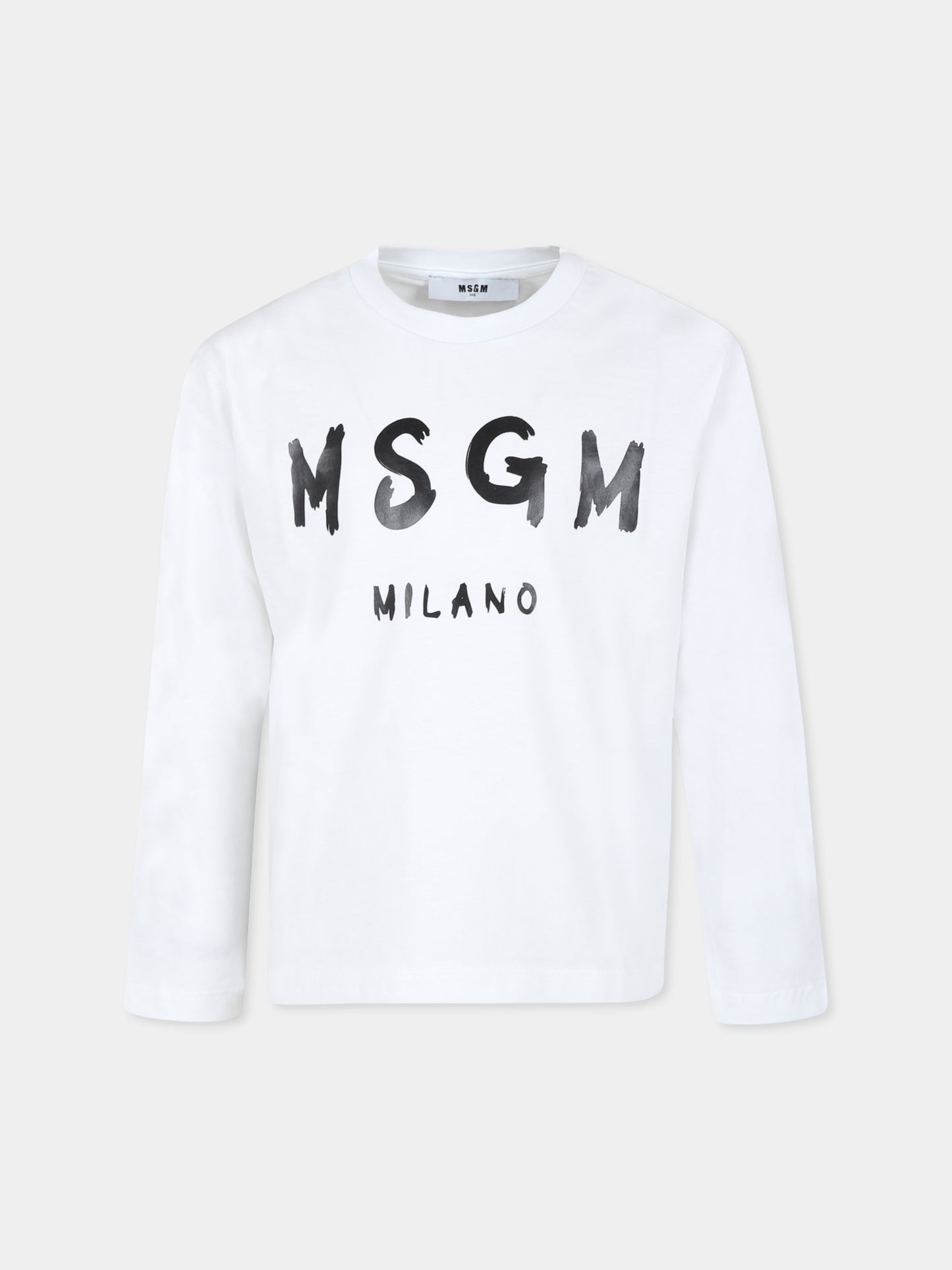 T-shirt bianca per bambini con logo,Msgm Kids,F4MSJUTH292 001