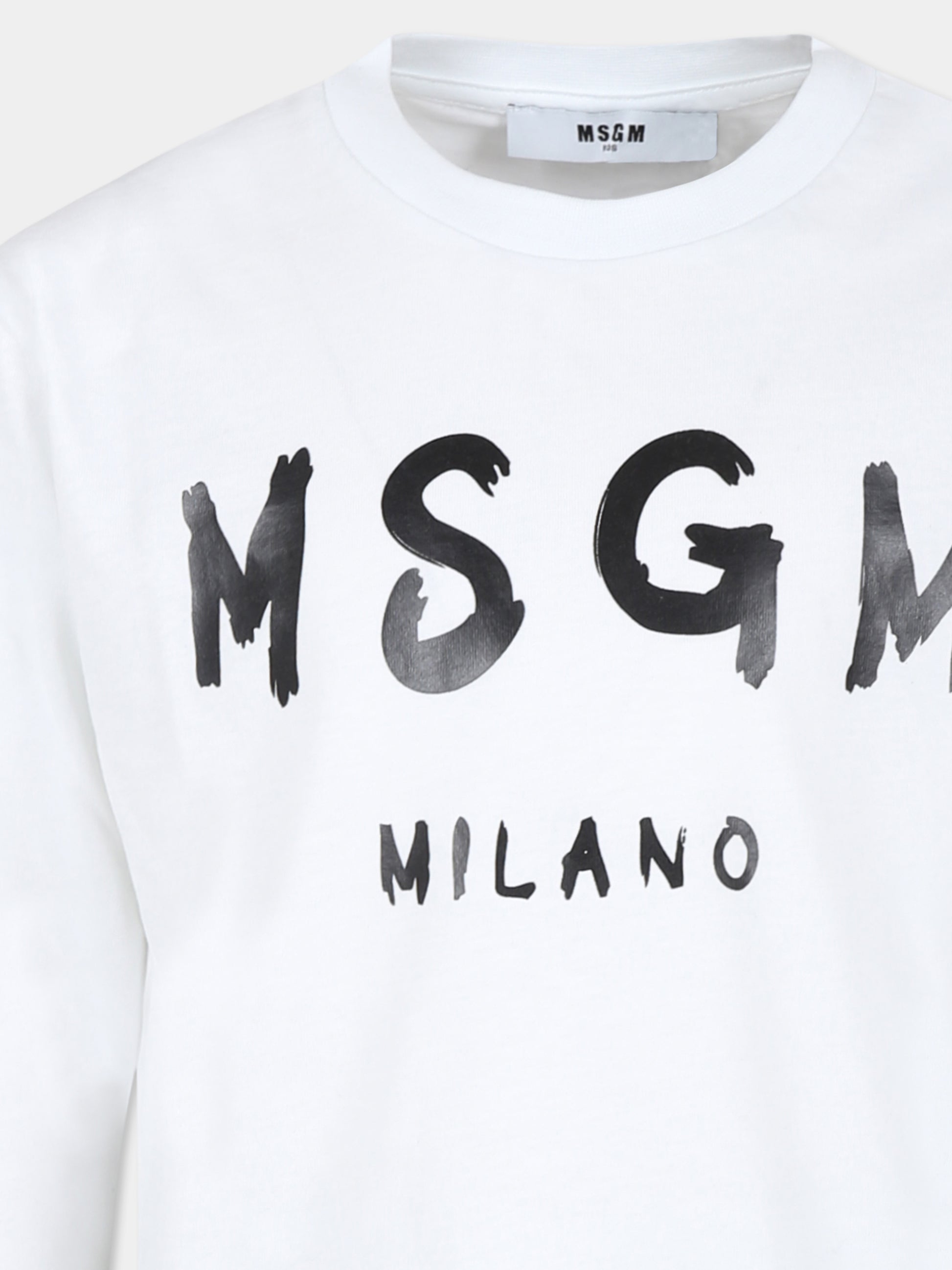 T-shirt bianca per bambini con logo,Msgm Kids,F4MSJUTH292 001