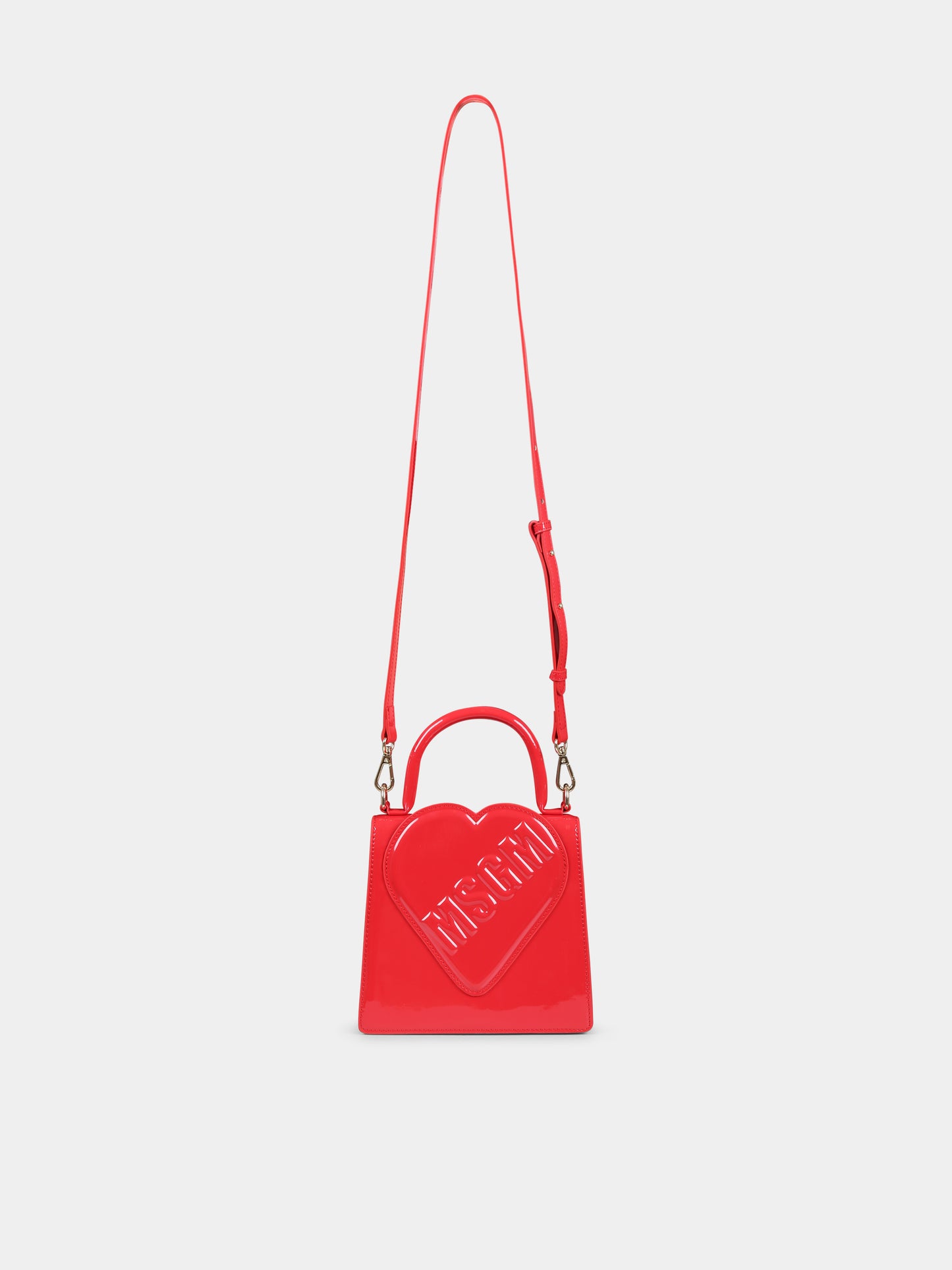 Borsa rossa per bambina con cuore e logo,Msgm Kids,F4MSJGBA149 040