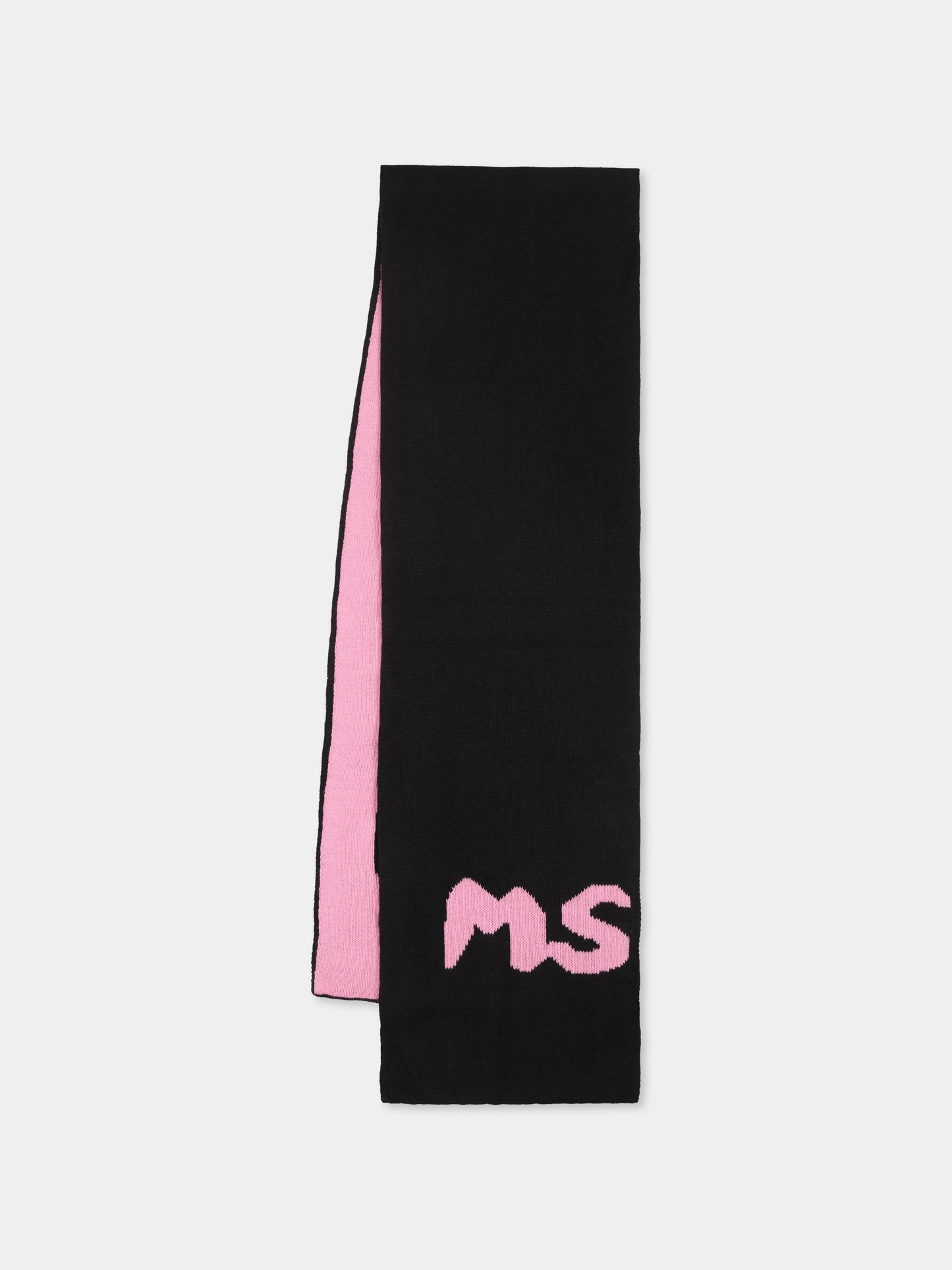 Sciarpa nera per bambina con logo,Msgm Kids,F4MSJUSC099 110/08