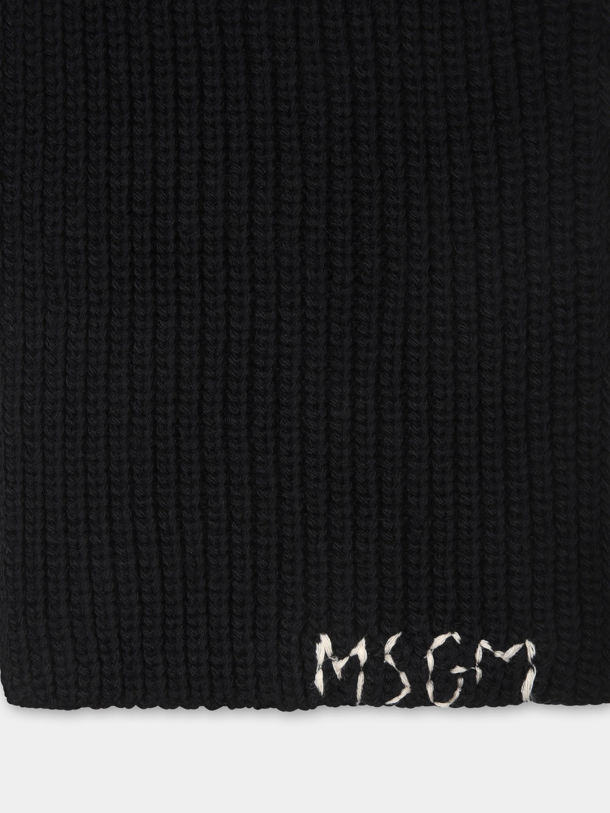 Sciarpa nera per bambini con logo,Msgm Kids,F4MSJUSC276 110