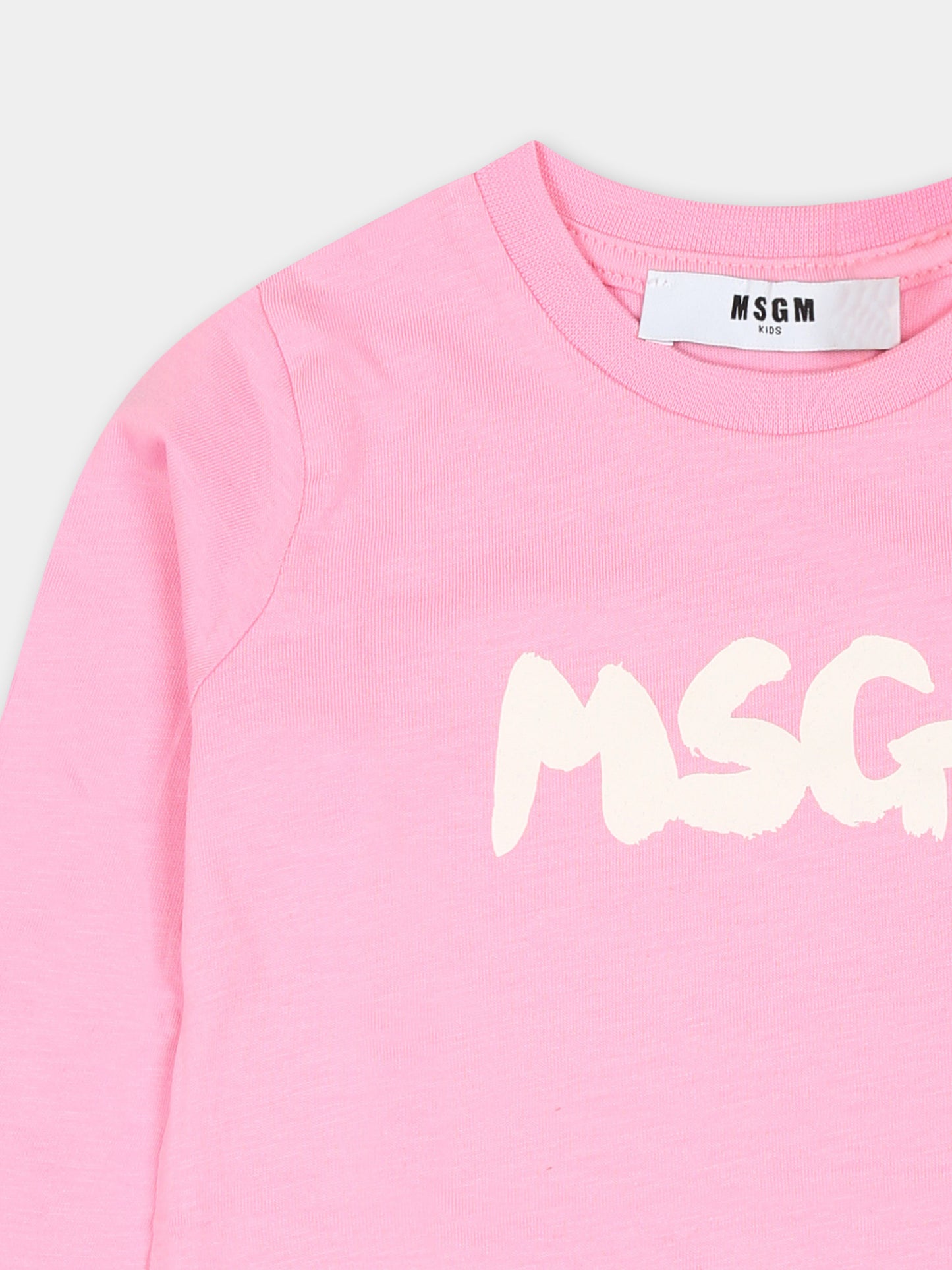 T-shirt rosa per neonata con logo,Msgm Kids,F4MSNGTH045 042