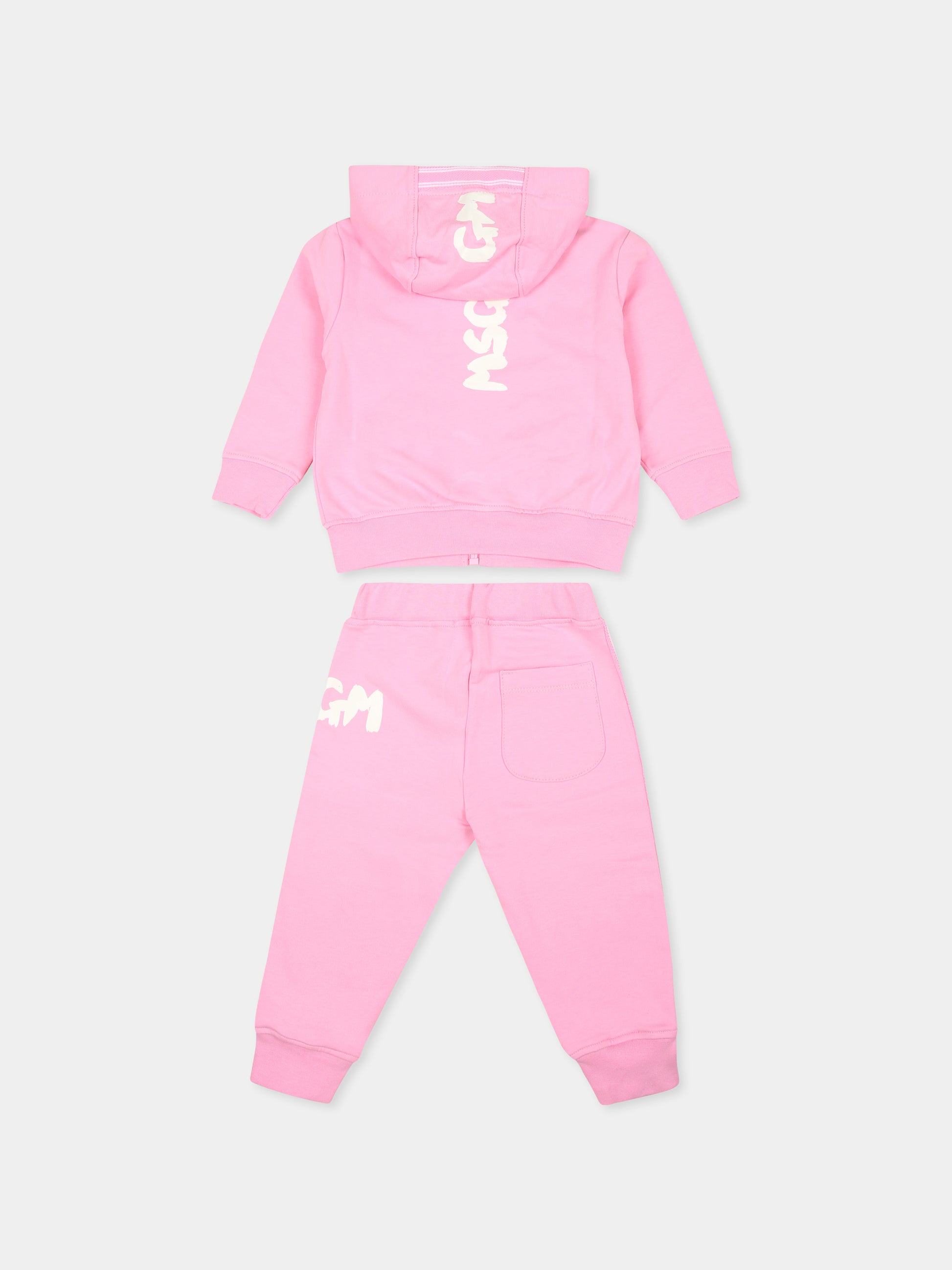 Completo rosa per neonata con logo,Msgm Kids,F4MSNGSF039 042