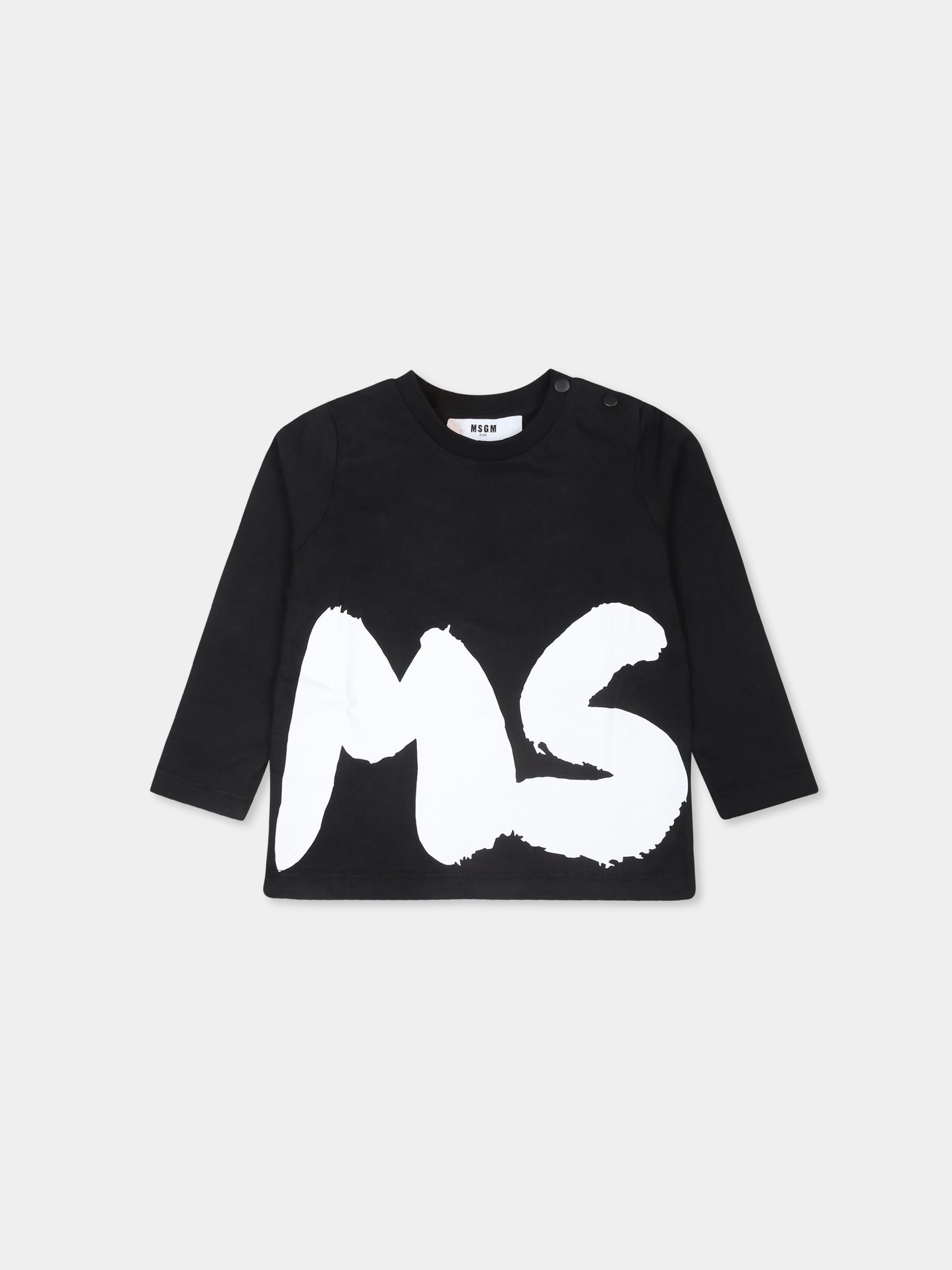 T-shirt nera per neonati con logo,Msgm Kids,F4MSUNTH266 110