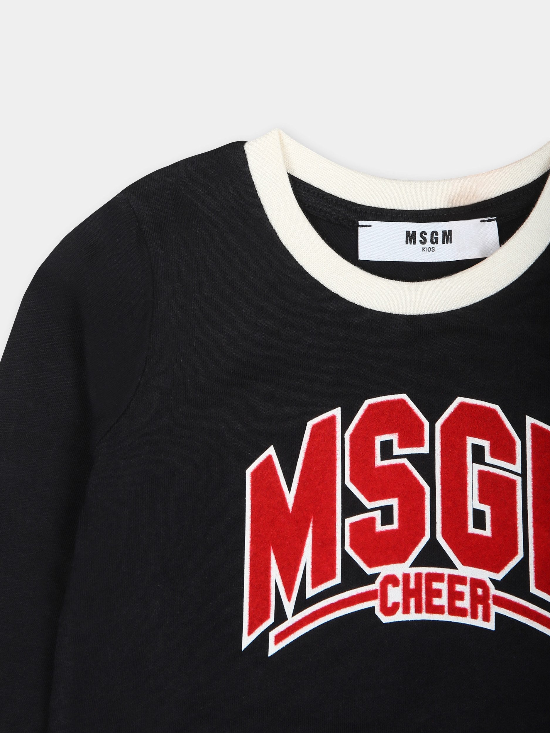 T-shirt nera per neonato con logo,Msgm Kids,F4MSNBTH263 110