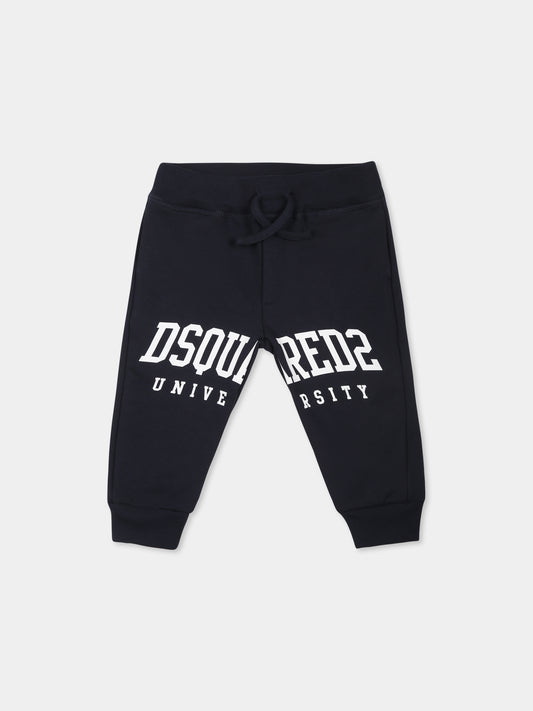 Pantaloni blu per neonato con logo,Dsquared2,DQ2498 D0094 D2P749B DQ866