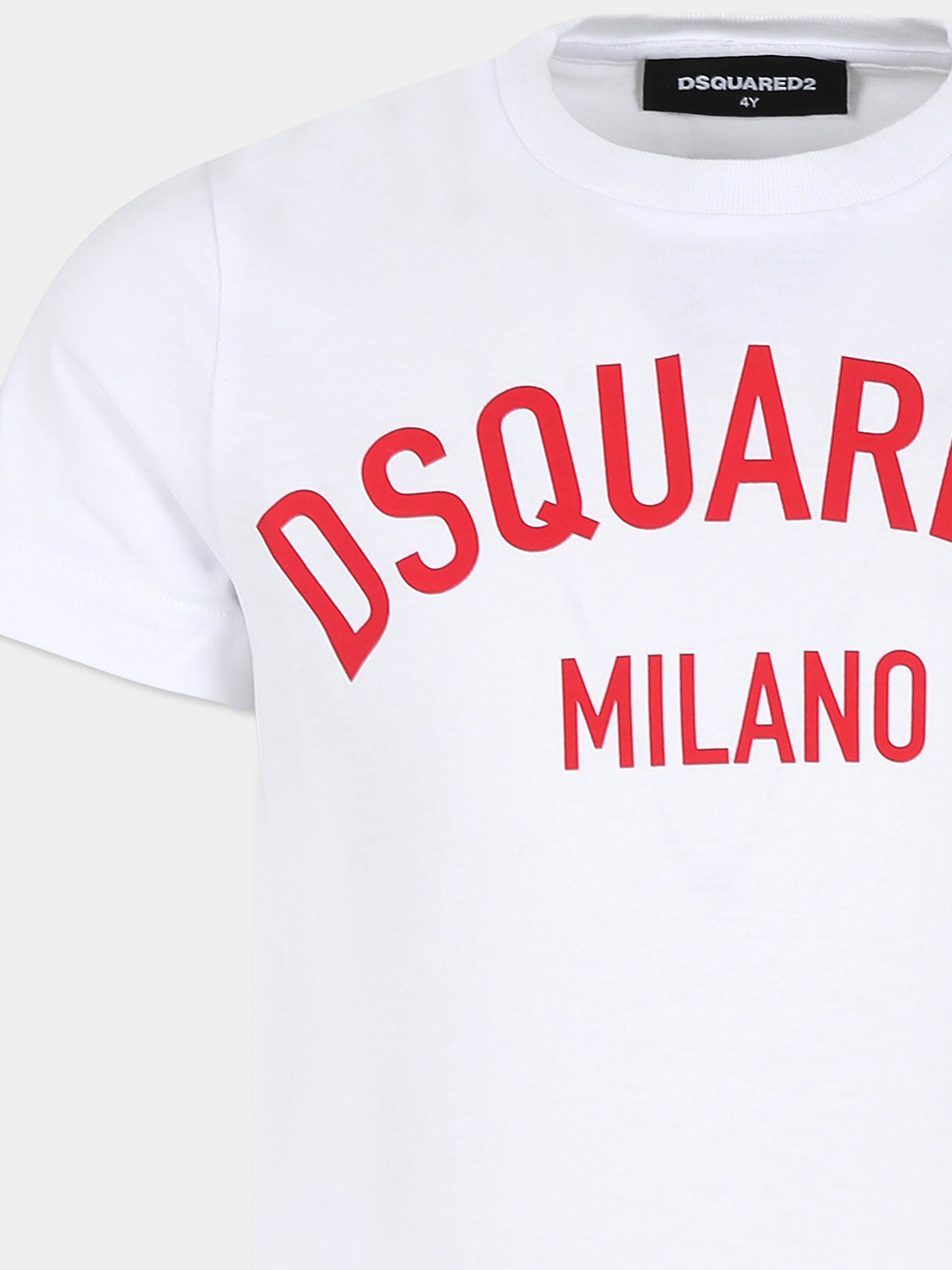 T-shirt bianca per bambino con logo,Dsquared2,DQ1983 D00MV D2T992U DQ10N