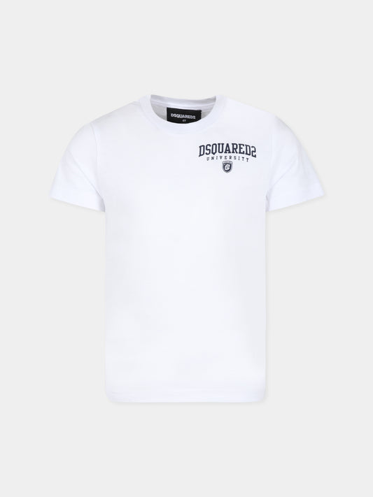 T-shirt bianca per bambino con logo,Dsquared2,DQ2470 D004G D2T1080U DQ100