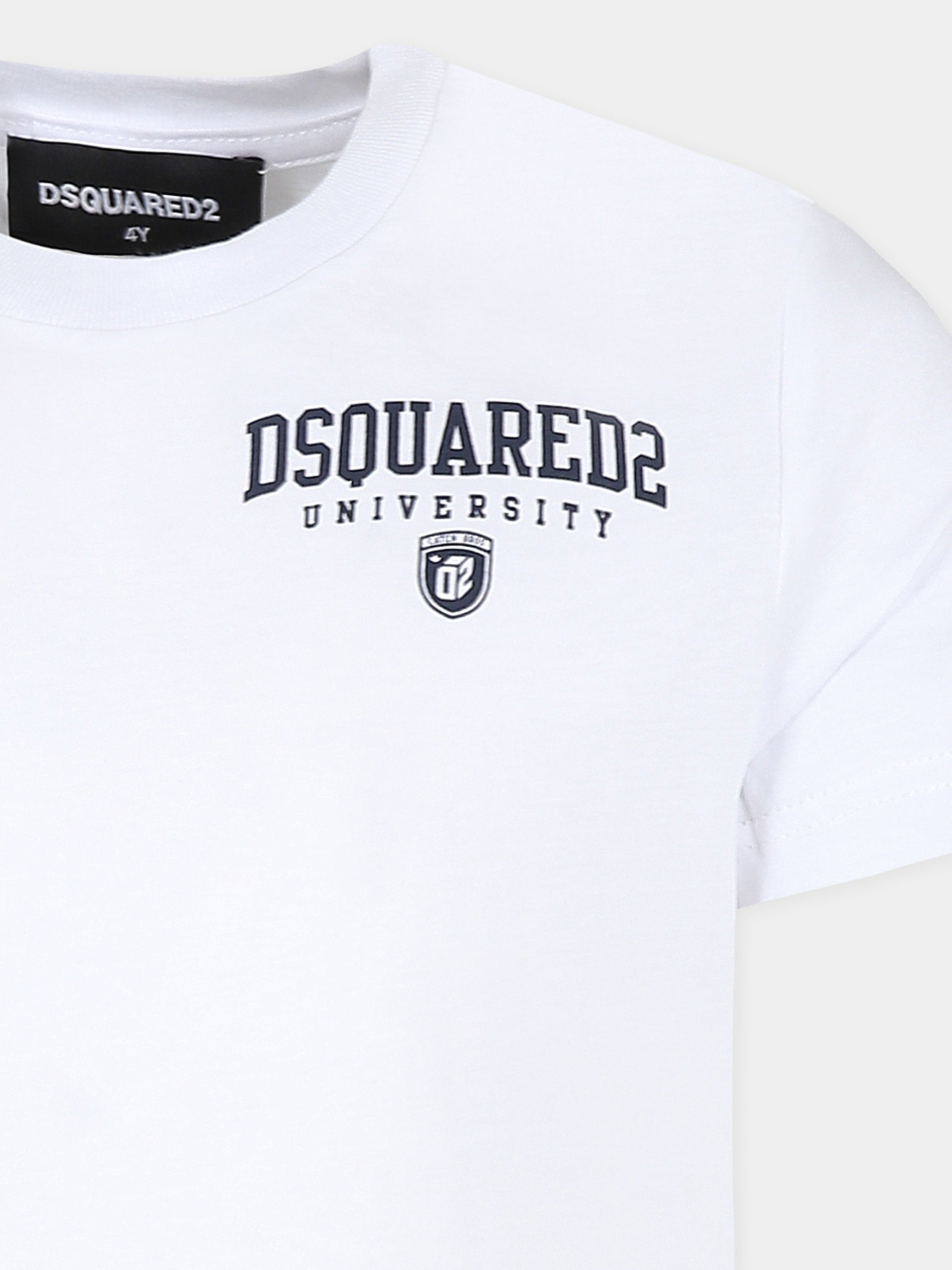 T-shirt bianca per bambino con logo,Dsquared2,DQ2470 D004G D2T1080U DQ100