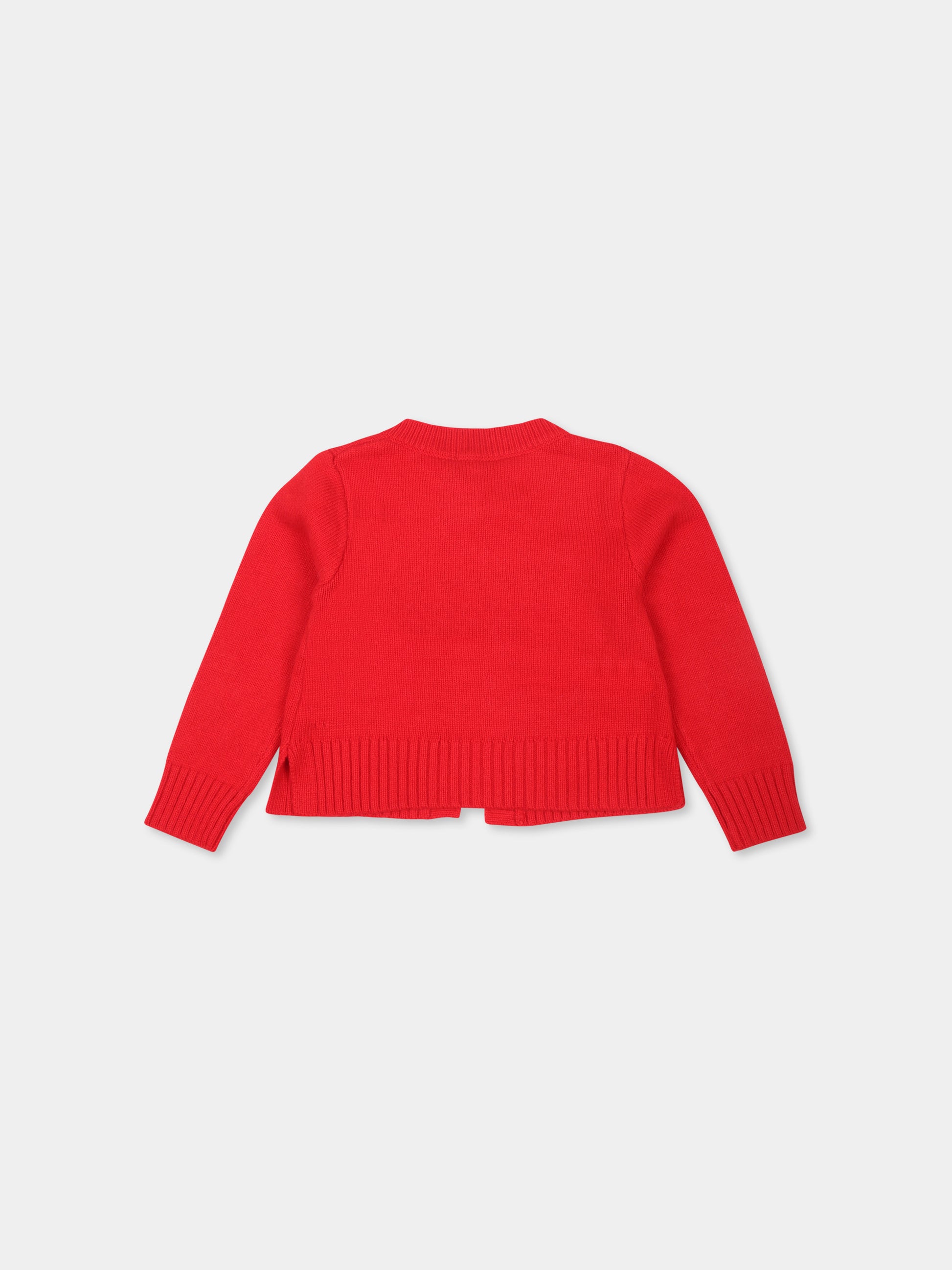 Cardigan rosso per neonata con fiocchi,Monnalisa,39D803 4090 0043
