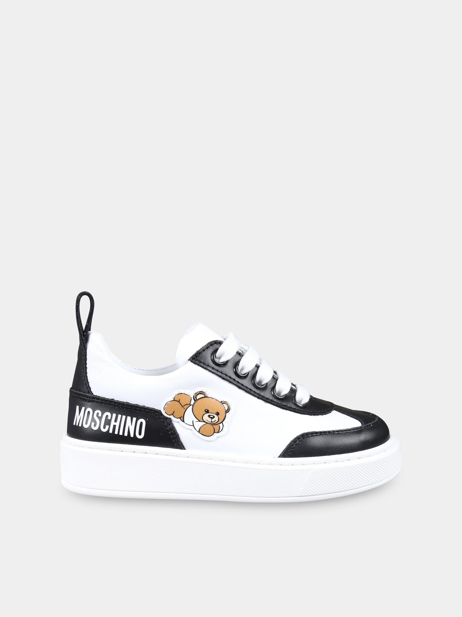 Sneakers bianche per bambini con Teddy Bear,Moschino Kids,78703 1