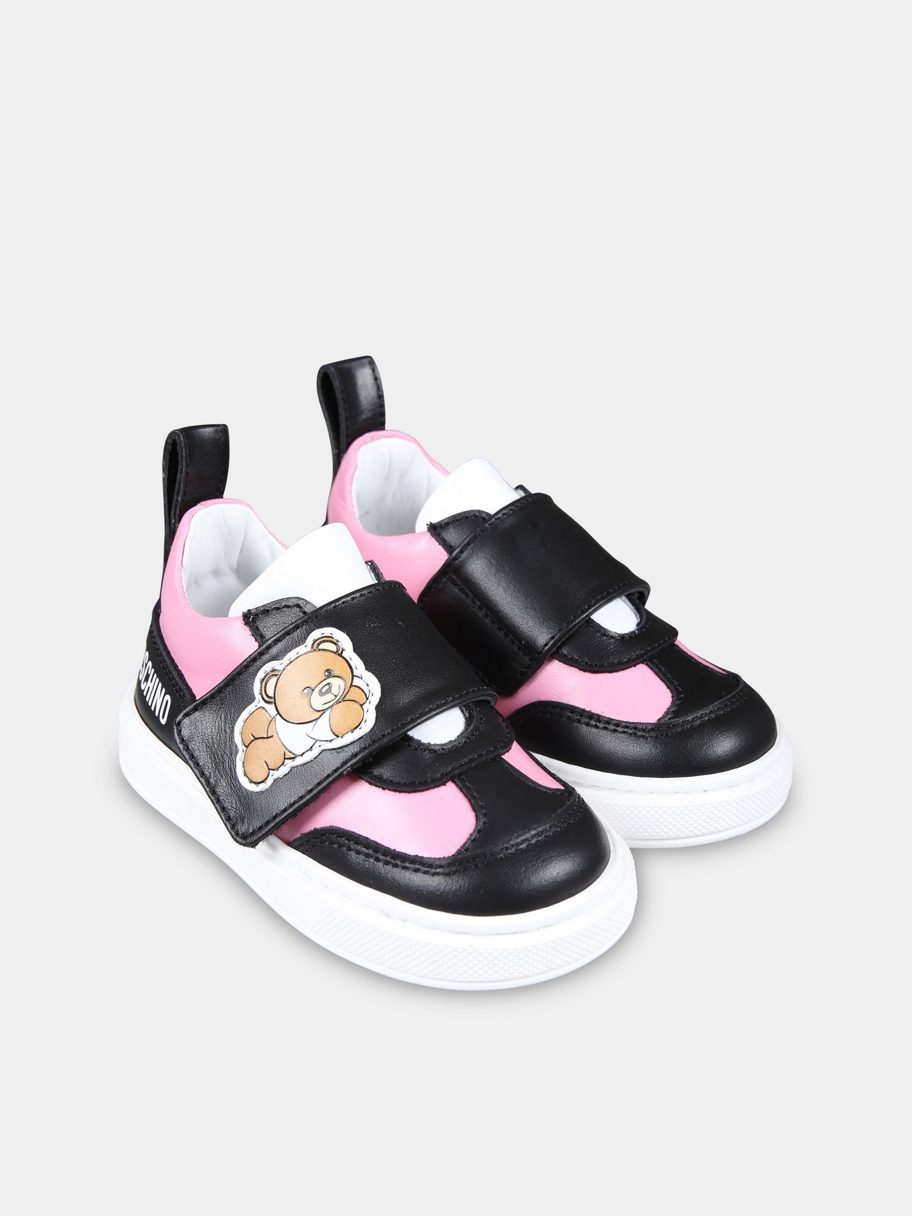 Sneakers rosa per bambina con Teddy Bear,Moschino Kids,78606 5