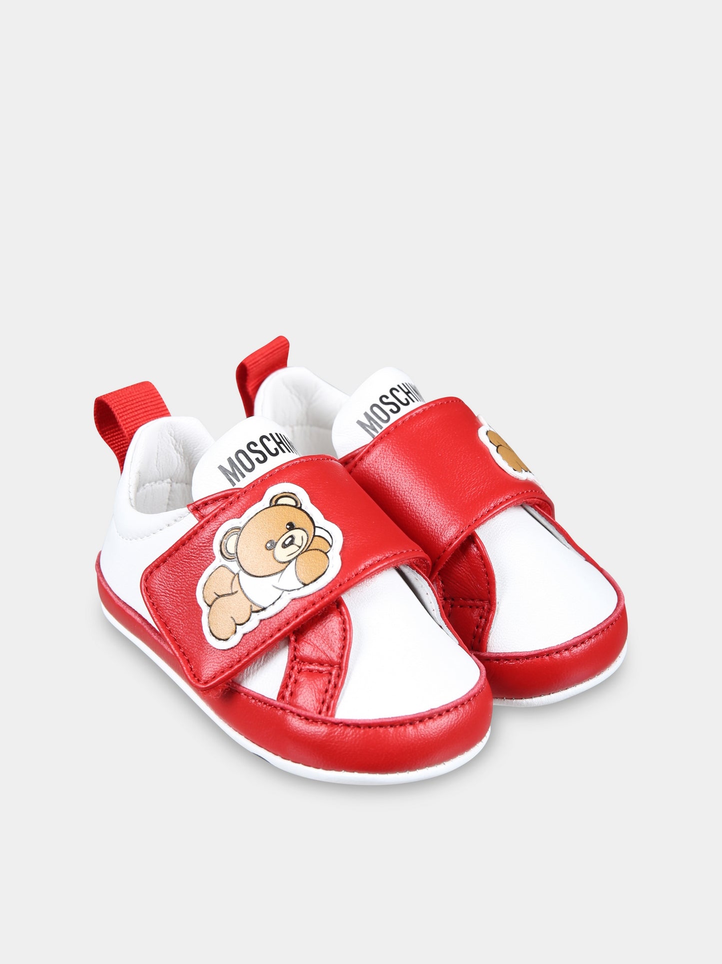 Sneakers rosse per neonati con Teddy Bear,Moschino Kids,78564 1