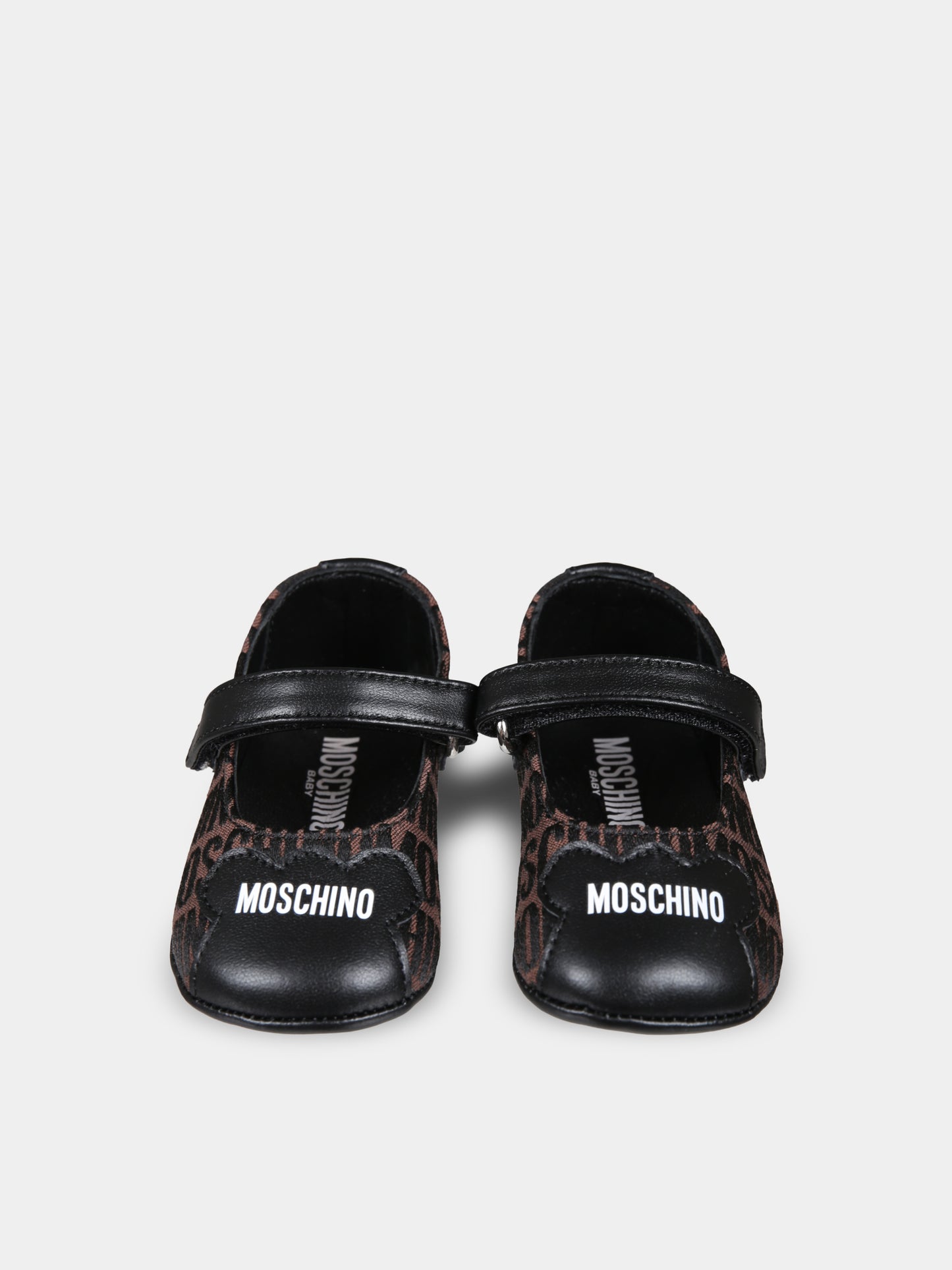 Ballerine marroni per neonata con logo,Moschino Kids,78555 1