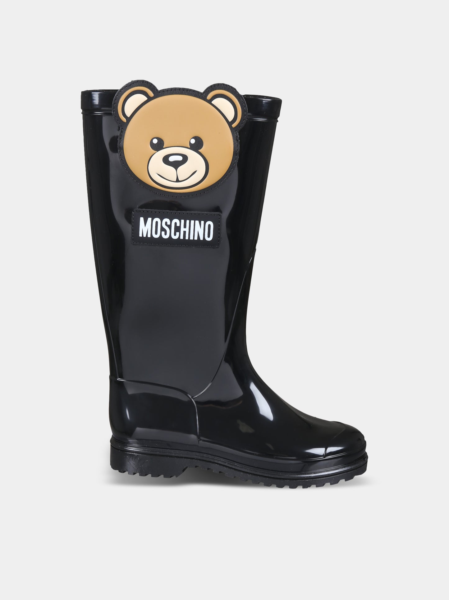 Stivali pioggia neri per bambina con Teddy Bear,Moschino Kids,78790 1