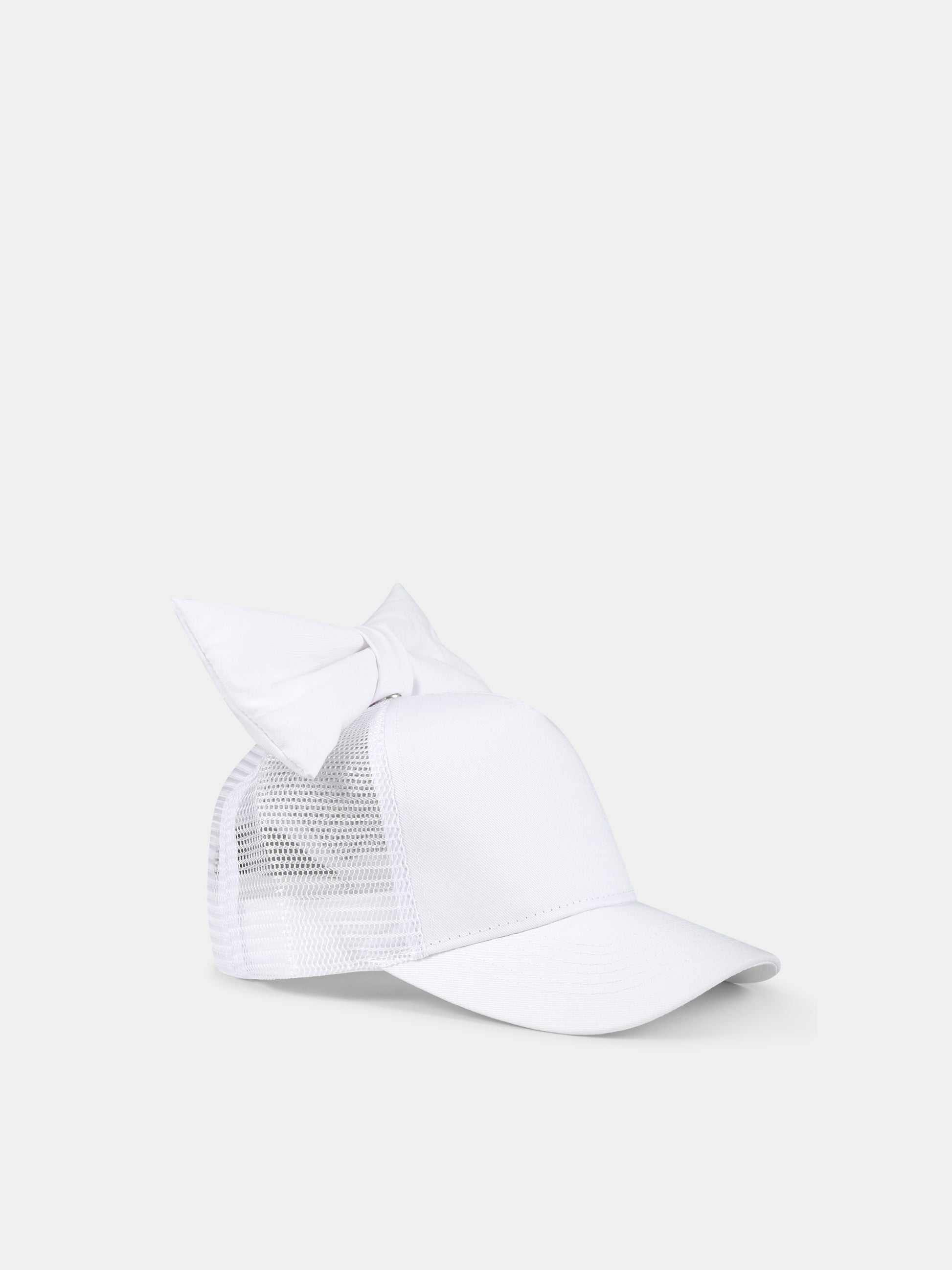 Cappello bianco per bambina con fiocco,Caroline Bosmans,AW24 9105 1000