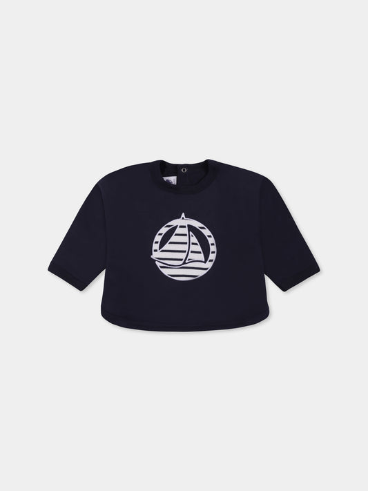 Felpa blu per neonati con logo,Petit Bateau,A0BMM SMOKING 01