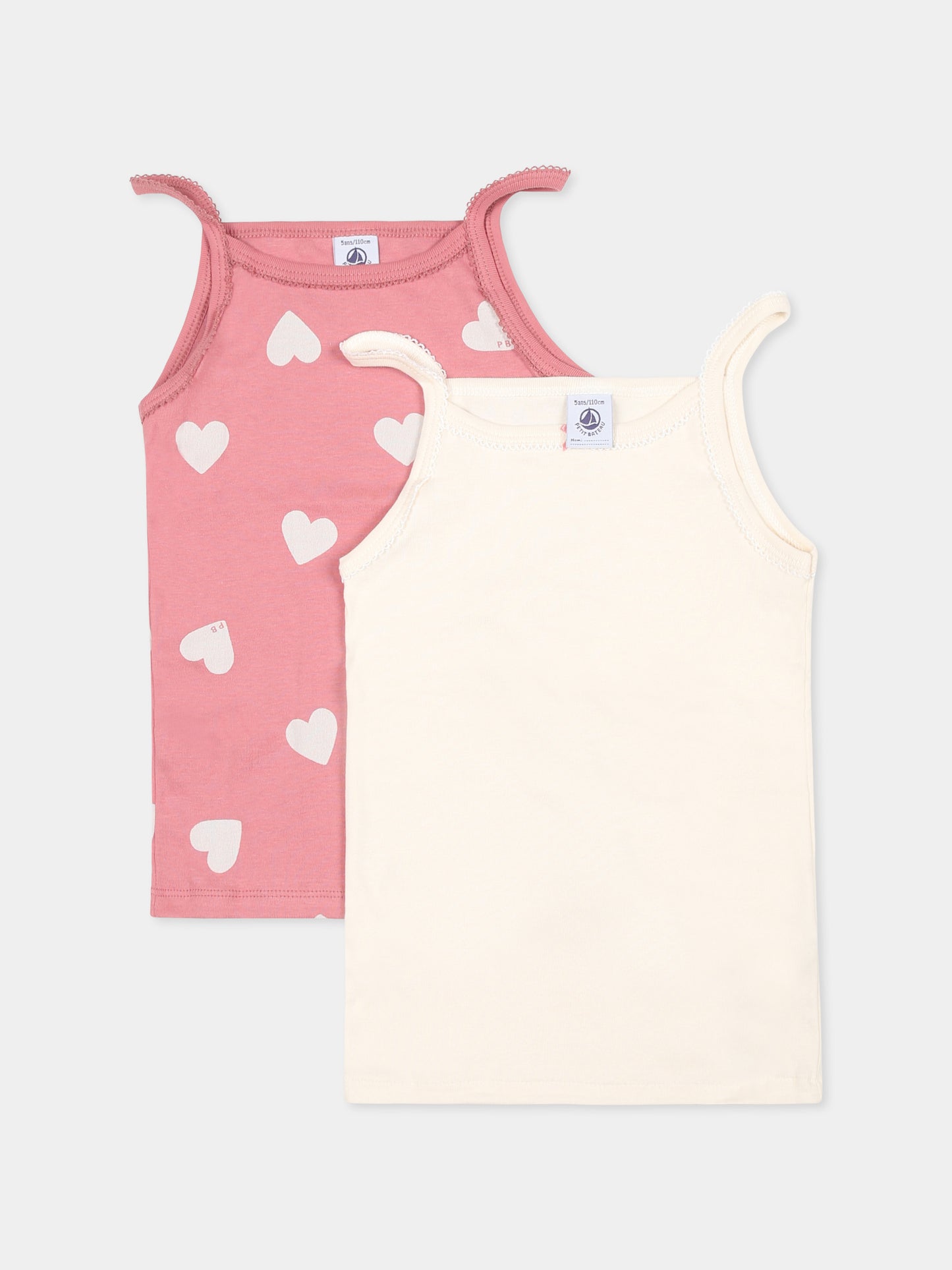 Set canottiere multicolor per bambina con cuori,Petit Bateau,A0BGP VARIANTE 1 00