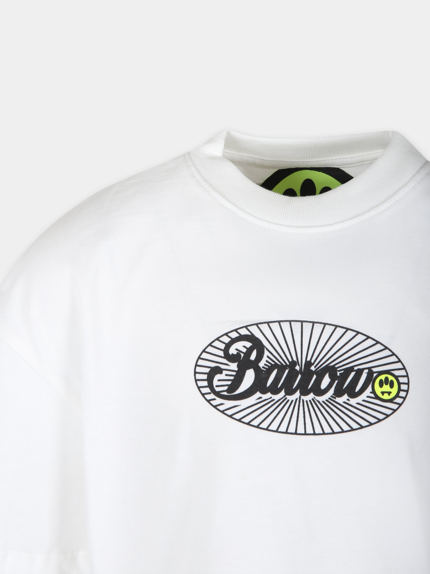 T-shirt crop bianca per bambina con smile,Barrow,F4BKJGTH124 002