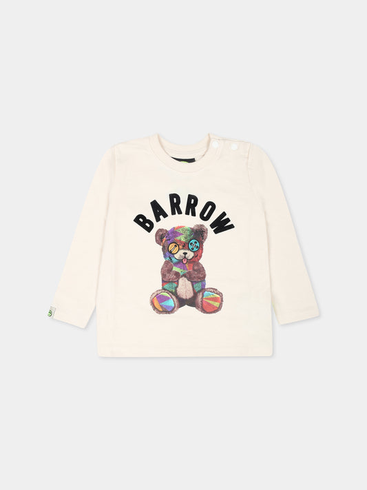 T-shirt avorio per neonati con stampa Bear,Barrow,F4BKUNTH118 013