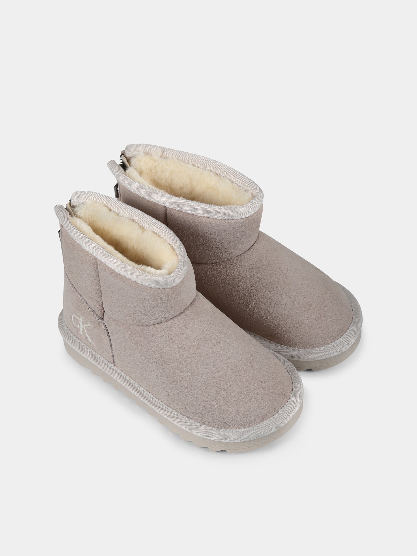 Bottines beige pour fille avec logo