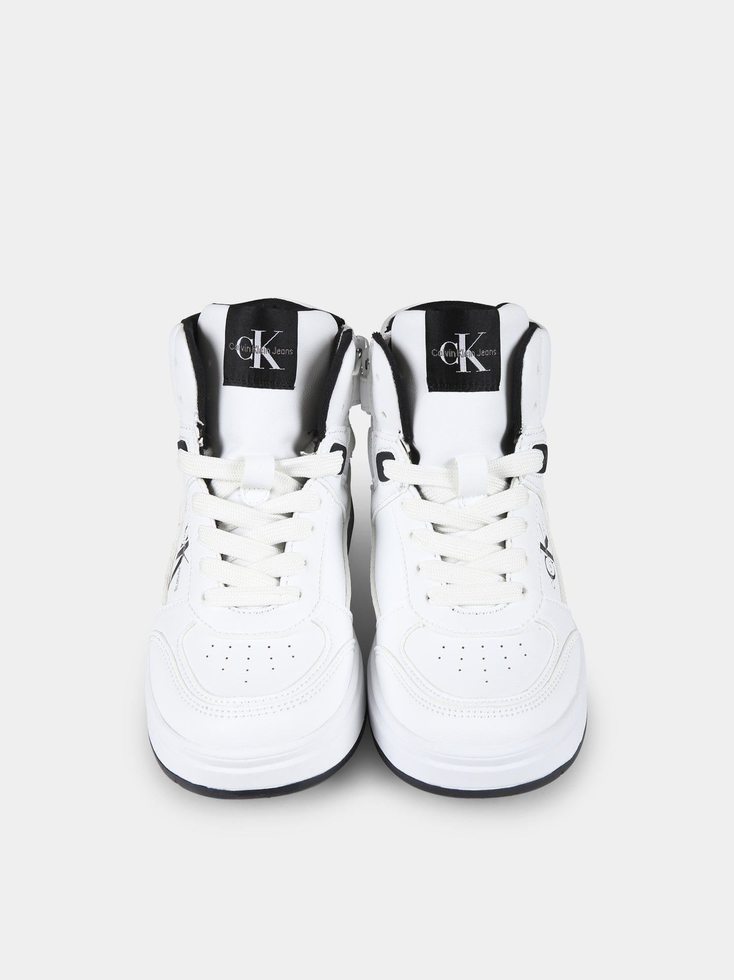 Sneakers bianche per bambini con logo,Calvin Klein Kids,V3X9 81063 1355100