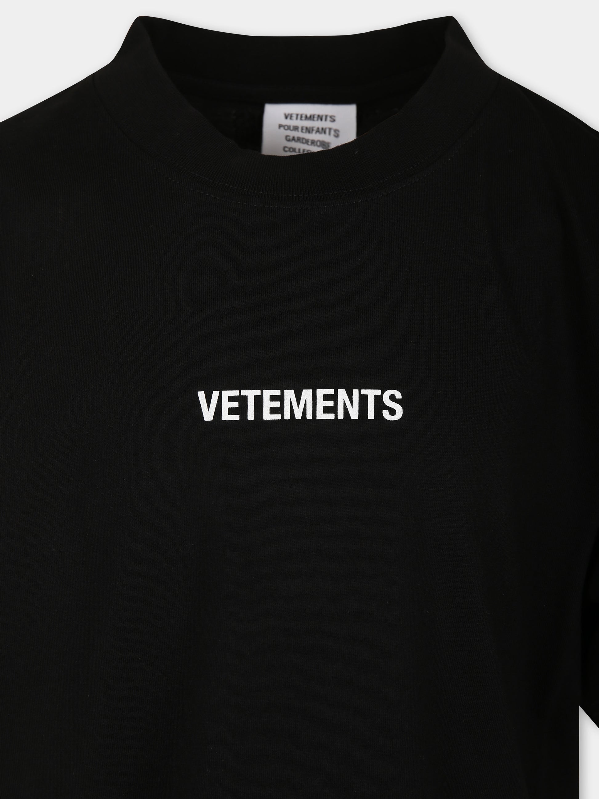 T-shirt nera per bambini con logo bianco,Vetements,KA10TR100B BLACK