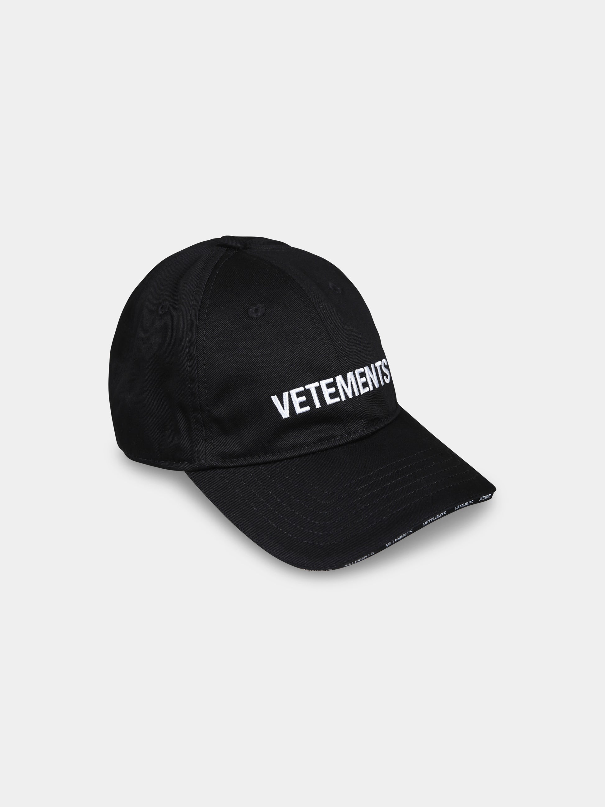 Cappello nero per bambino con logo bianco,Vetements,KA10CA100B BLACK