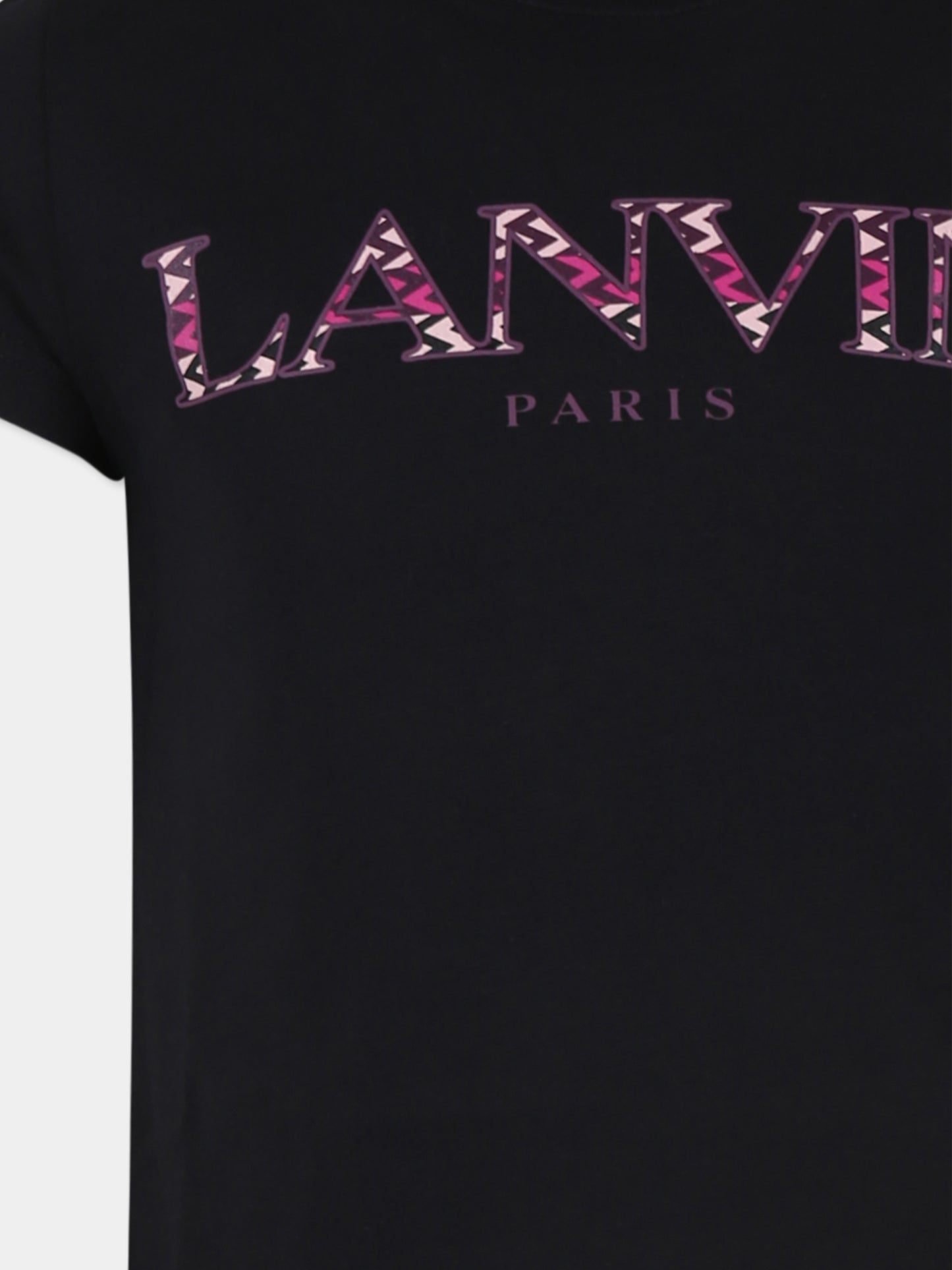 T-shirt nera per bambina con logo,Lanvin Petite,N30116 09B