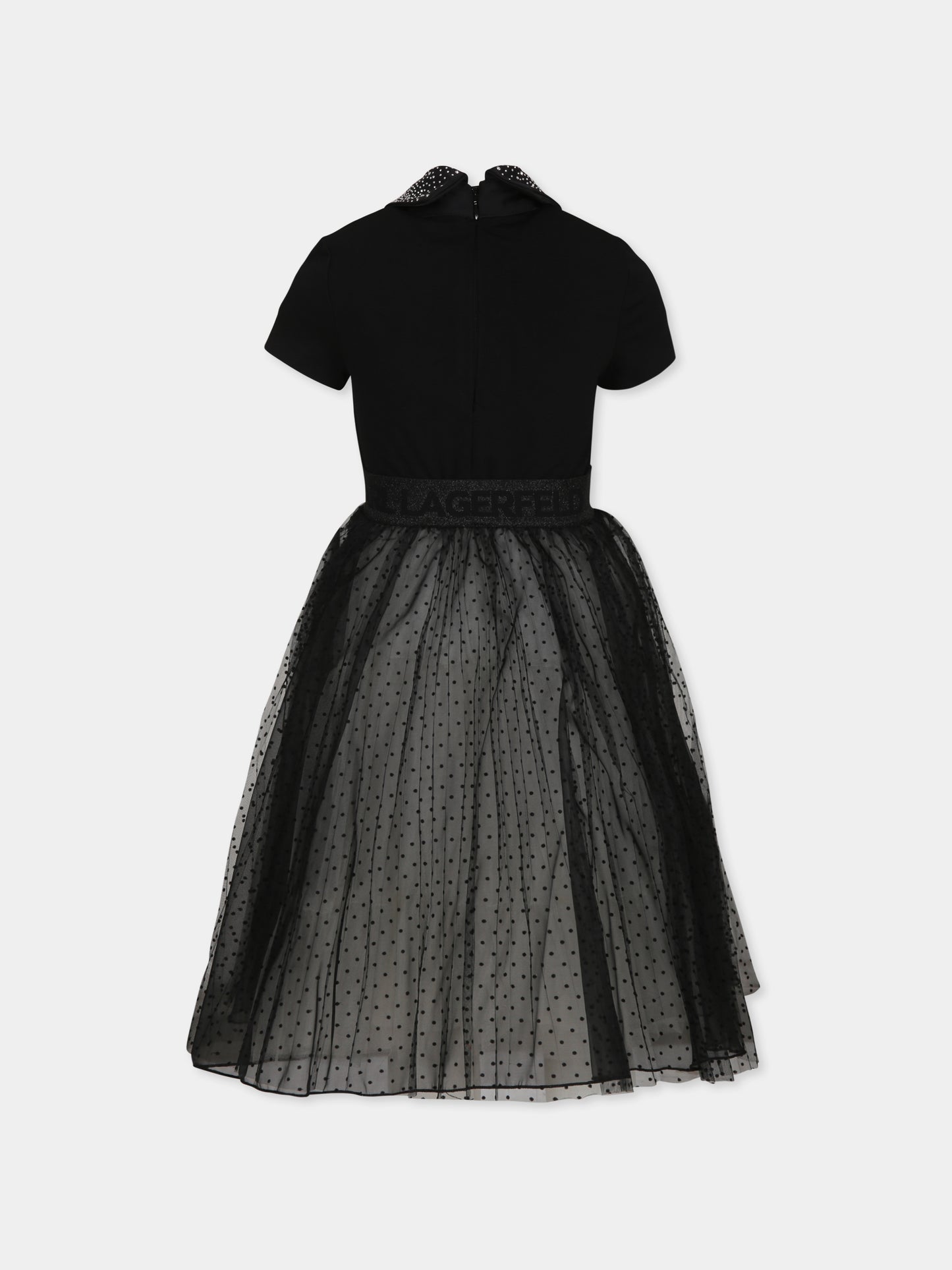 Vestito nero per bambina con strass,Karl Lagerfeld Kids,Z30194 09B