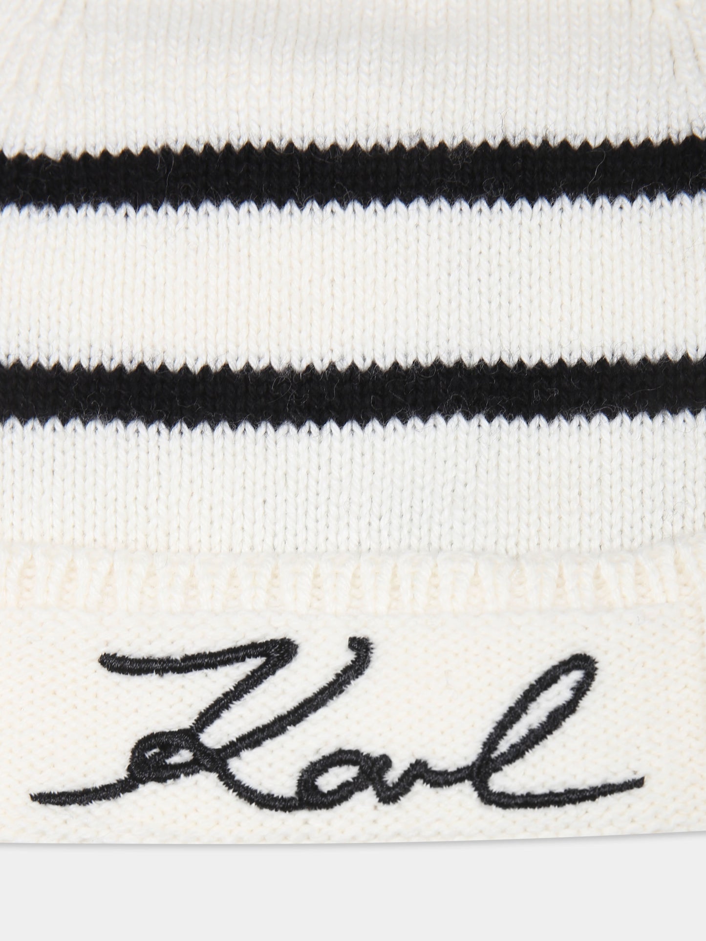 Berretto avorio per neonati con logo,Karl Lagerfeld Kids,Z30363 122