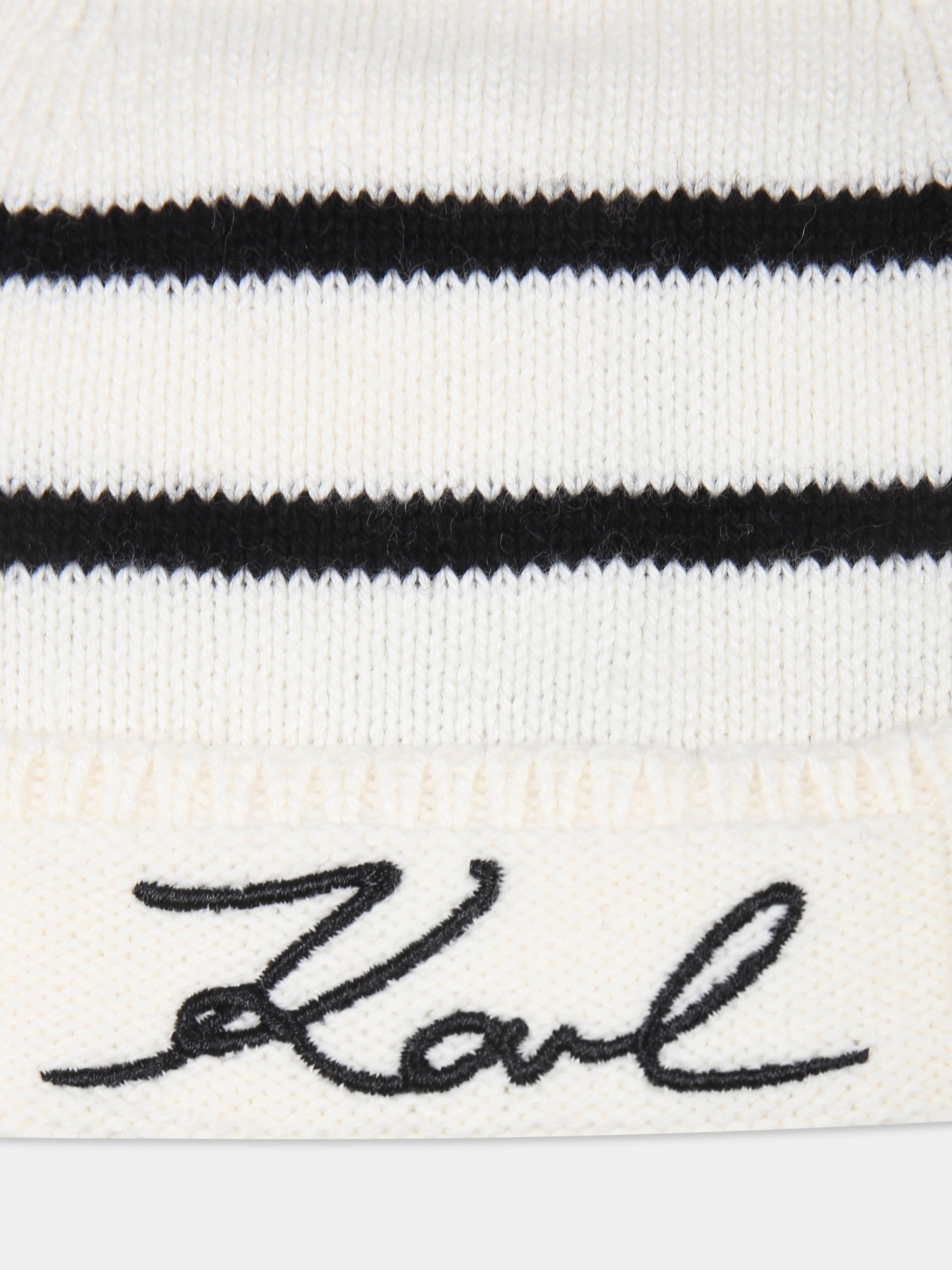 Berretto avorio per neonati con logo,Karl Lagerfeld Kids,Z30363 122
