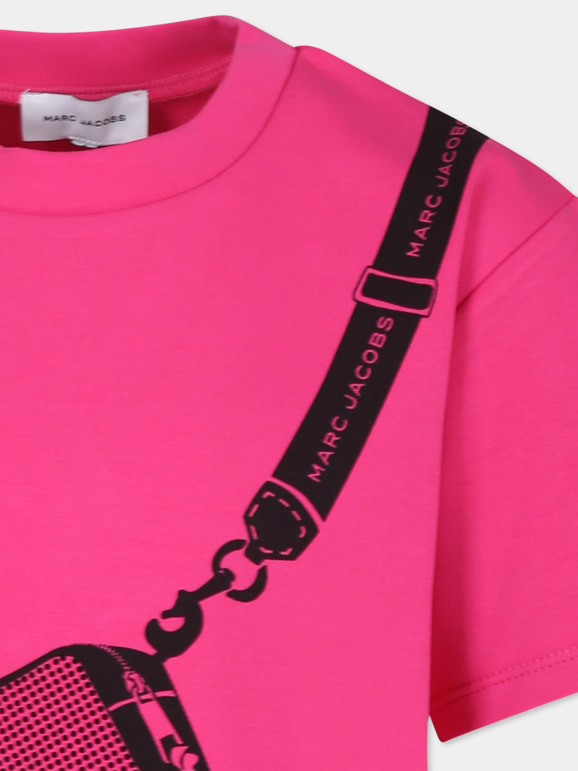 T-shirt fucsia per bambina con stampa borsa,Marc Jacobs,W60388 433