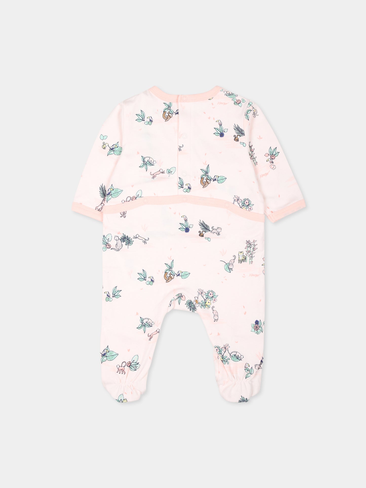 Set tutina rosa per neonata con tigre e logo,Kenzo Kids,K60428 47R