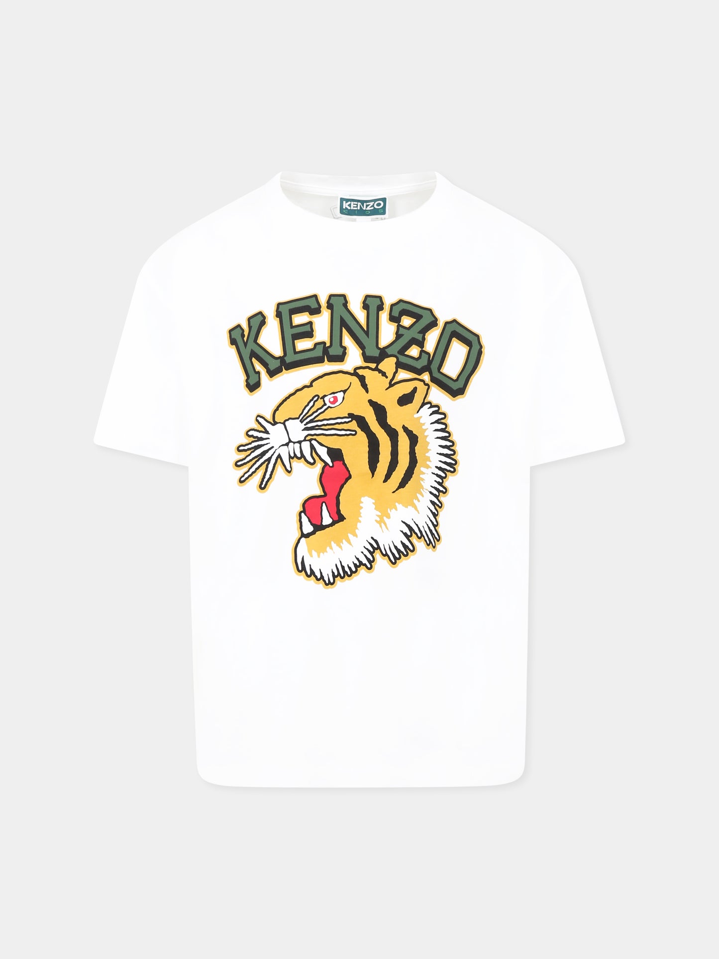T-shirt blanc pour enfants avec tigre et logo