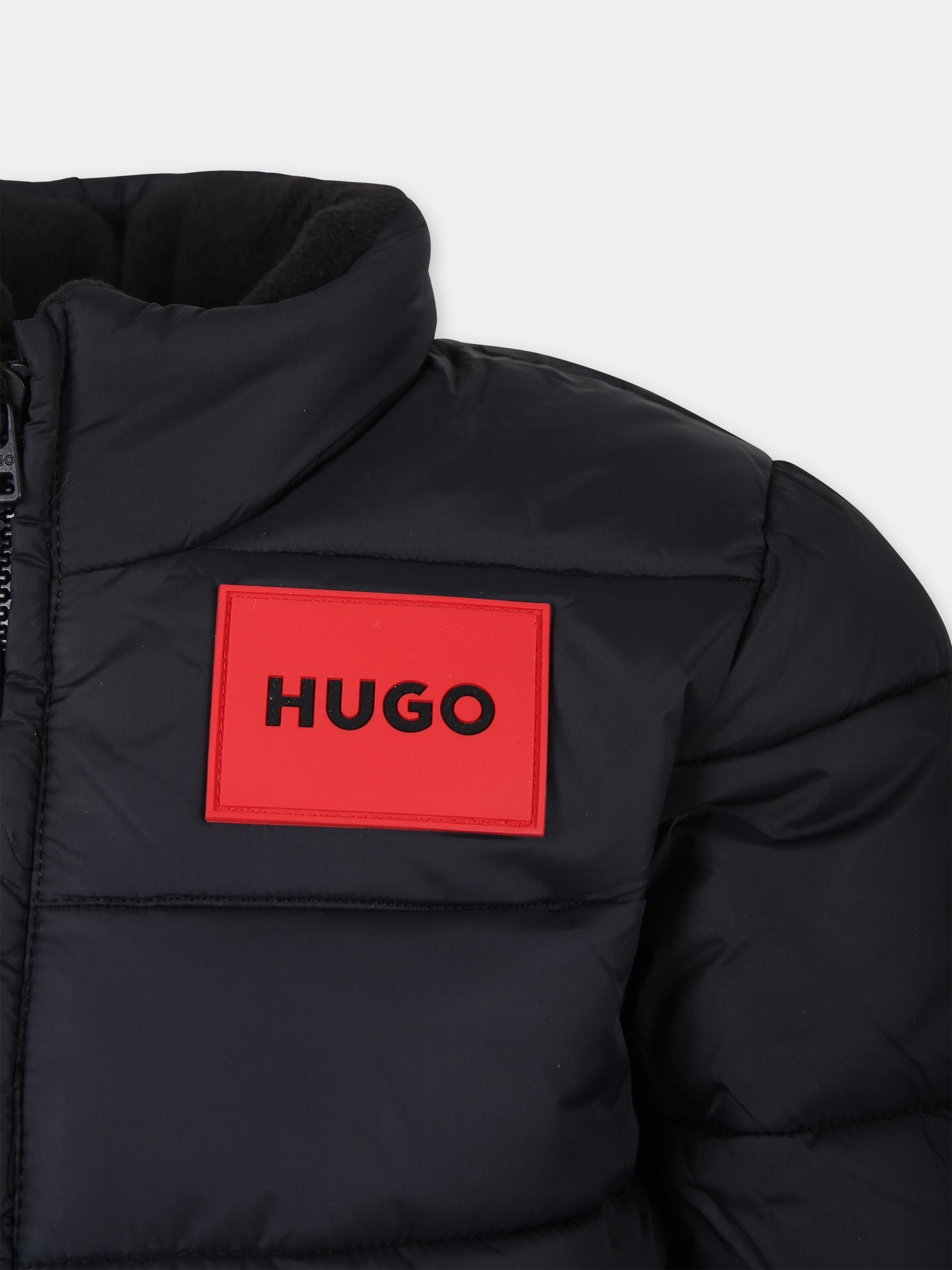 Piumino nero per bambino con logo,Hugo,G00198 09B