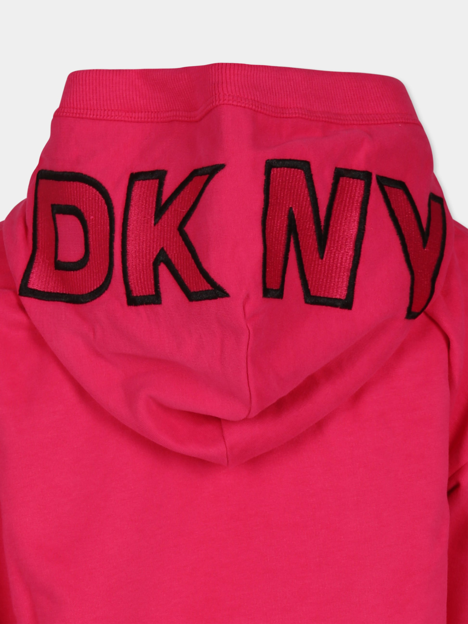 Felpa fucsia per bambina con logo,Dkny,D60207 49N