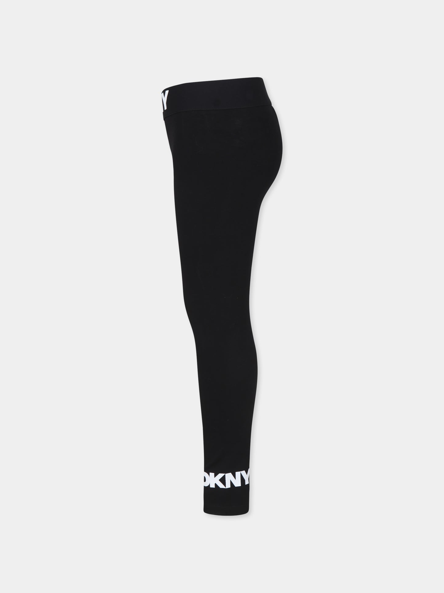 Leggings neri per bambina con logo,Dkny,D60222 09B