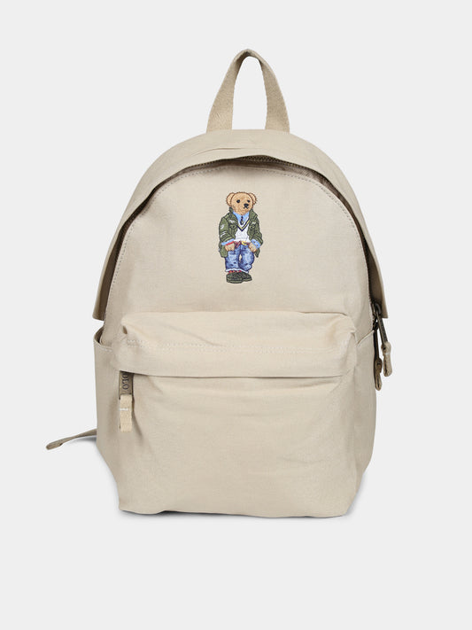 Zaino beige per bambini con Polo Bear,Ralph Lauren Kids,9AR076 X9W