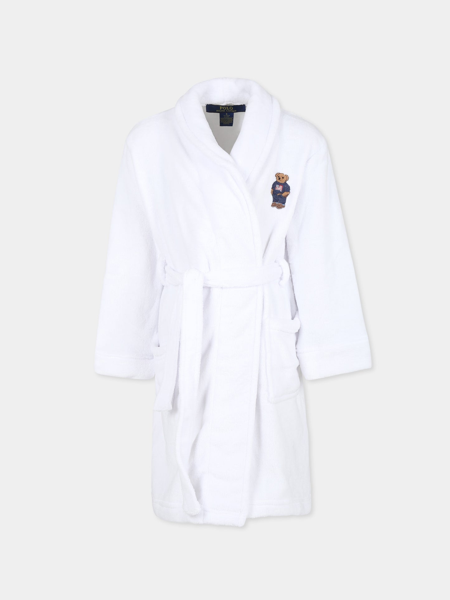 Vestaglia bianca per bambini con Polo Bear,Ralph Lauren Kids,7P0042 001