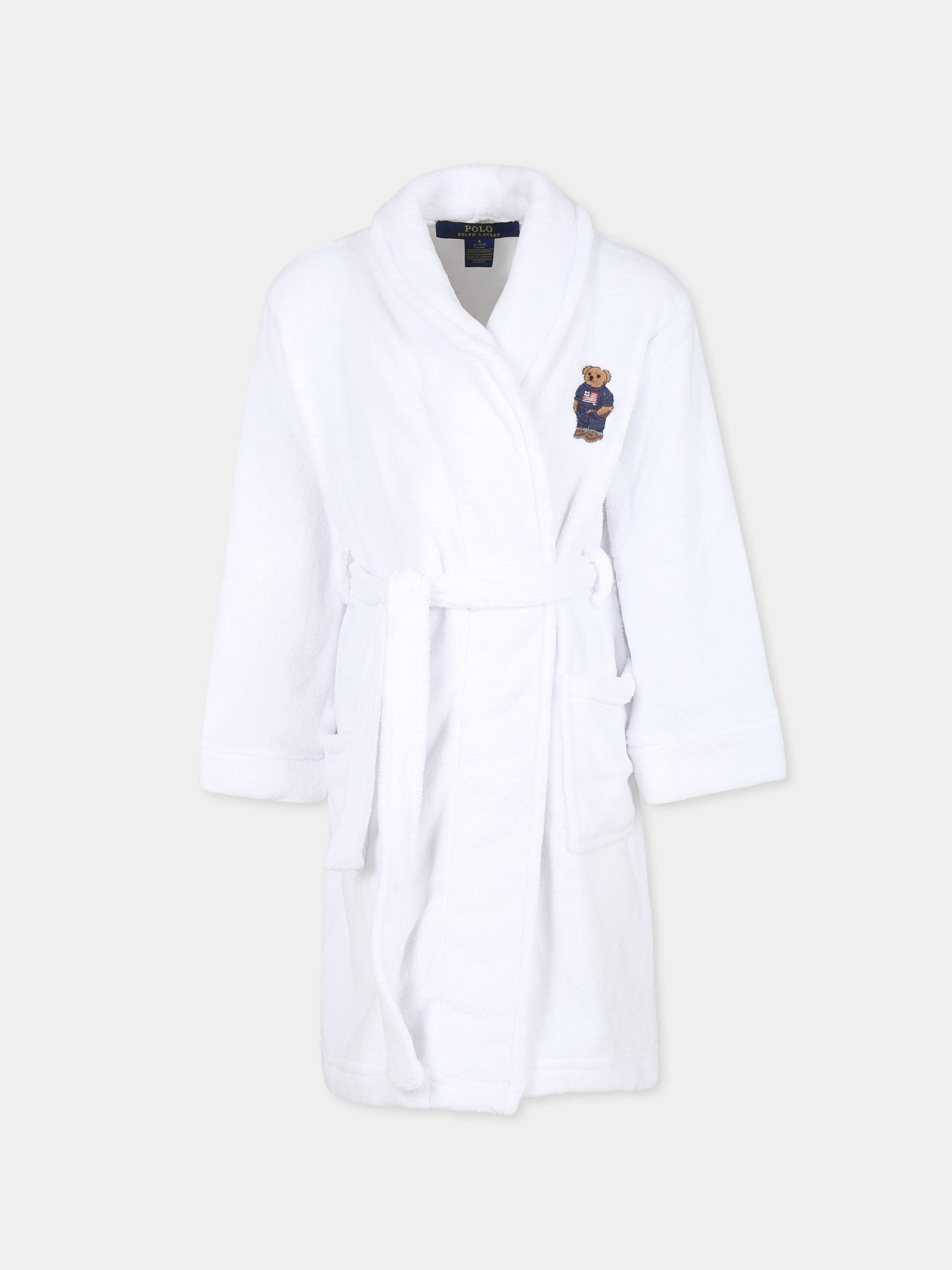 Vestaglia bianca per bambini con Polo Bear,Ralph Lauren Kids,7P0042 001