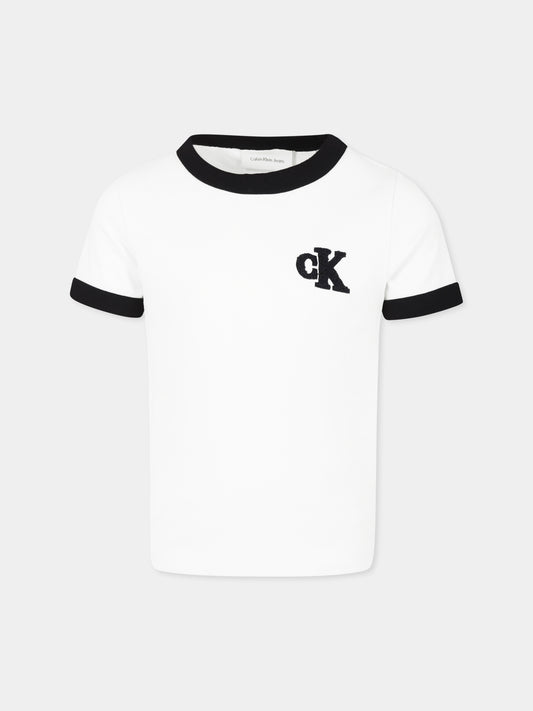 T-shirt blanc pour garçon avec monogramme