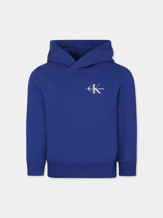 Felpa azzurra per bambini con logo,Calvin Klein Kids,IU0IU00266J C6Z