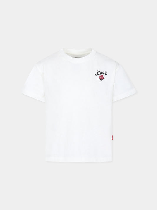 T-shirt avorio per bambina con logo,Levi's Kids,3EL489 W0E