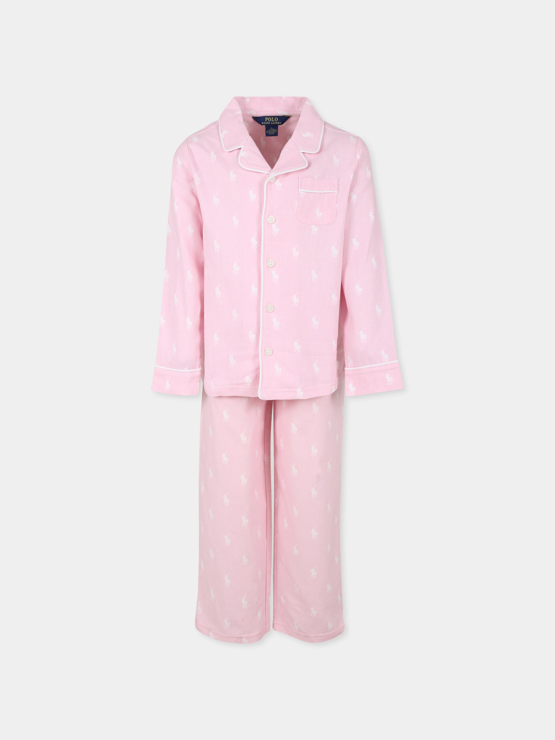 Pigiama rosa per bambina con cavallino,Ralph Lauren Kids,3P0150 ADQ