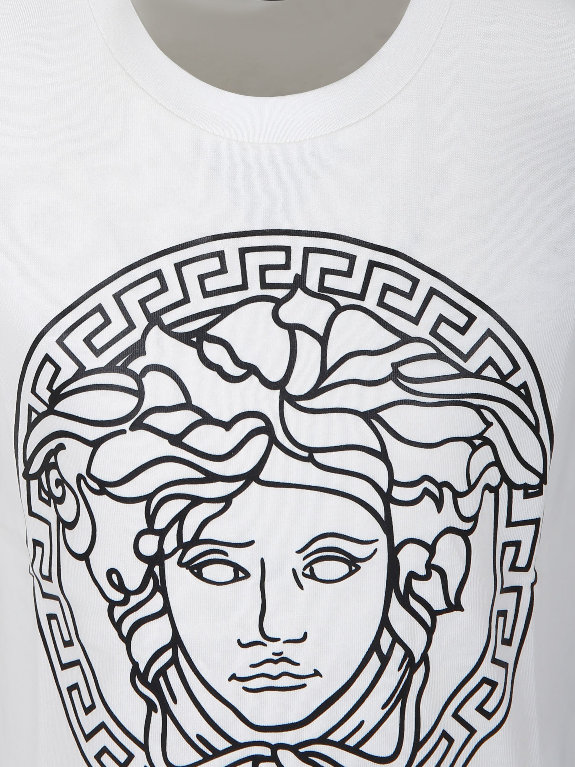 T-shirt bianca per bambina con stampa Medusa,Versace,1000239 1A04767 2W020