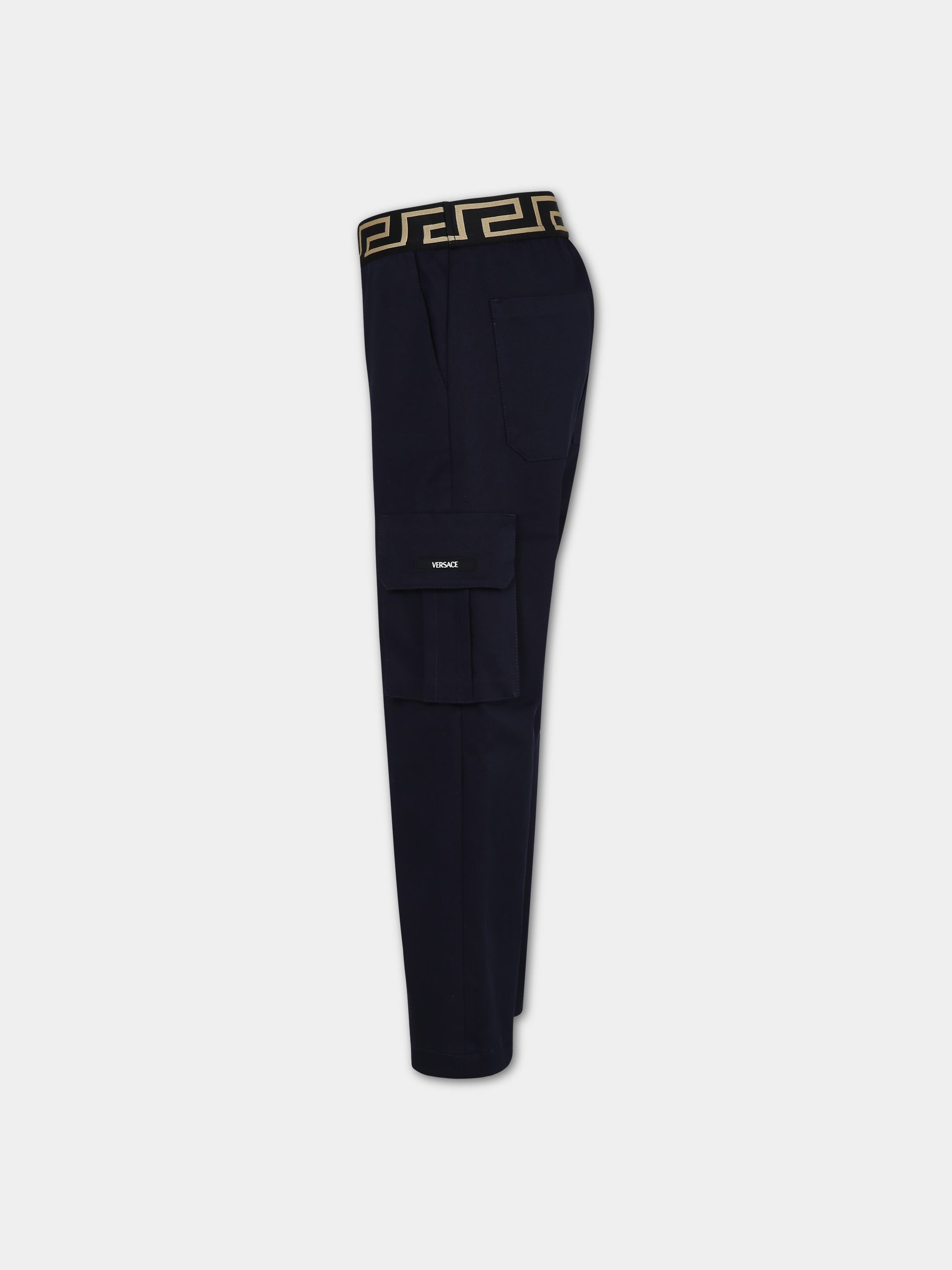 Pantaloni blu per bambino con logo Versace,Versace,1002266 1A06498 2U150